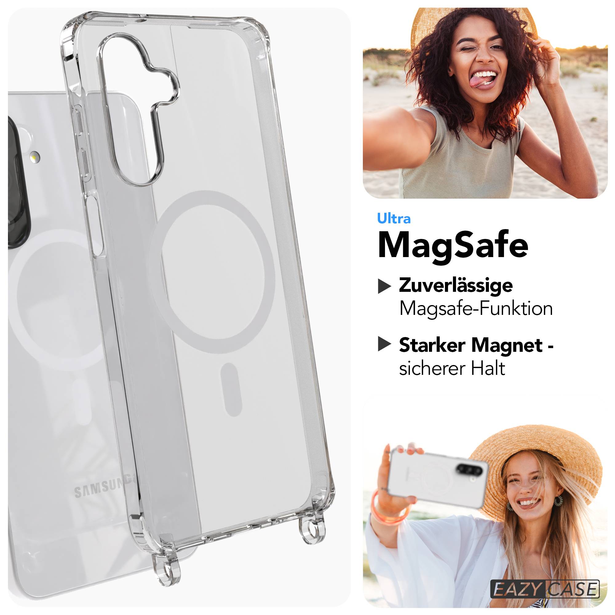 Galaxy A26 Hülle mit Metallkette + Schwarze Kordel mit MagSafe