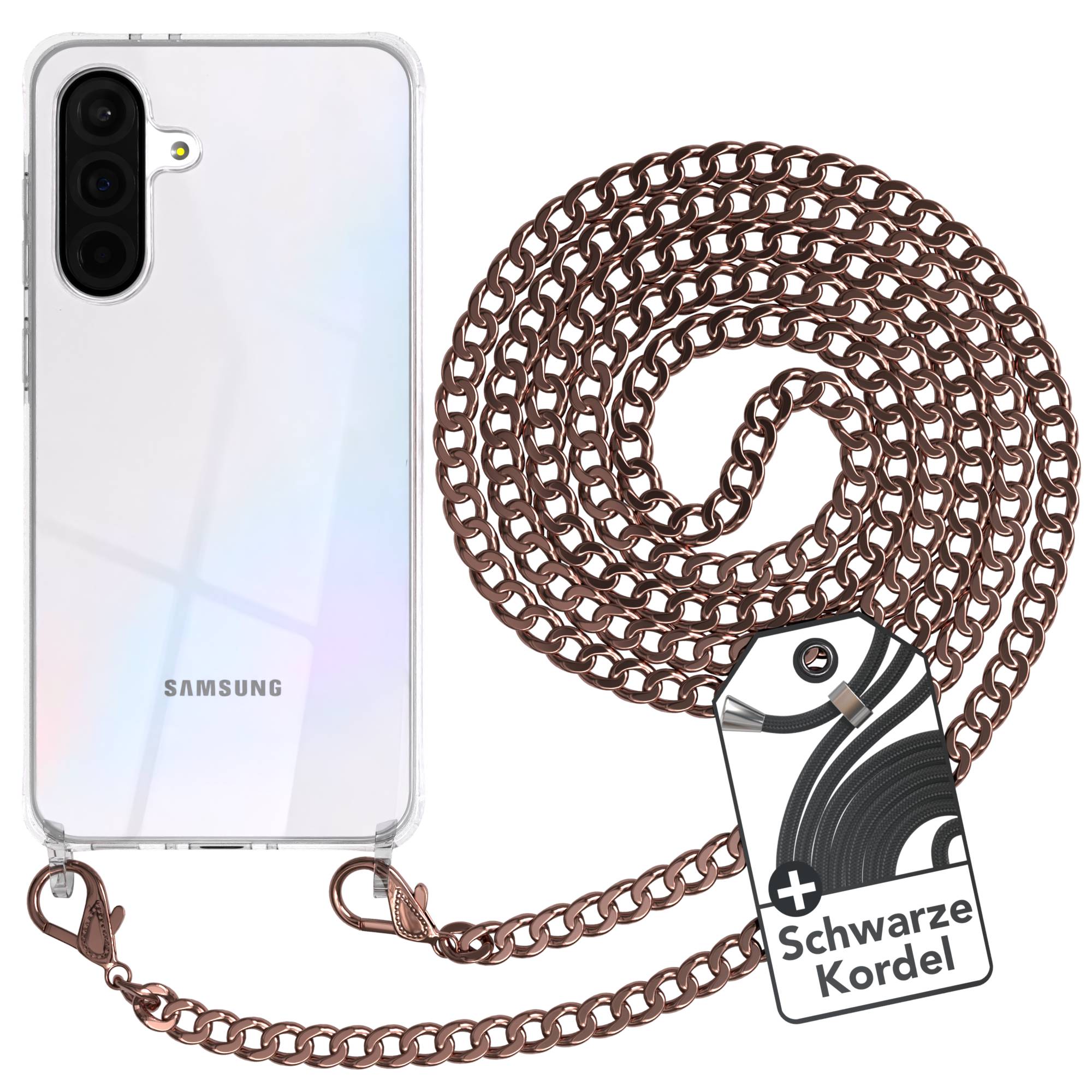 Galaxy A36 Hülle mit Metallkette + Schwarze Kordel