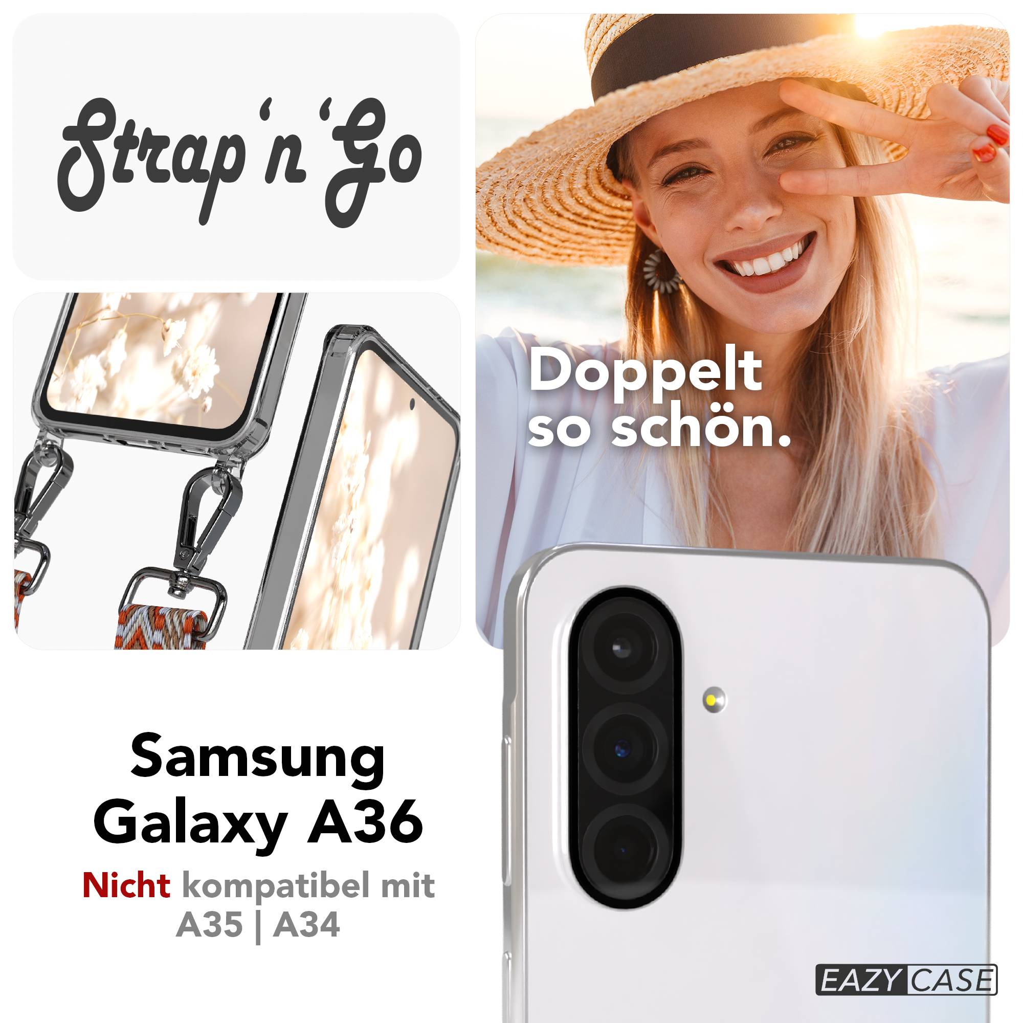 Samsung Galaxy A36 Handykette mit Boho Band verstellbares Umhängeband 