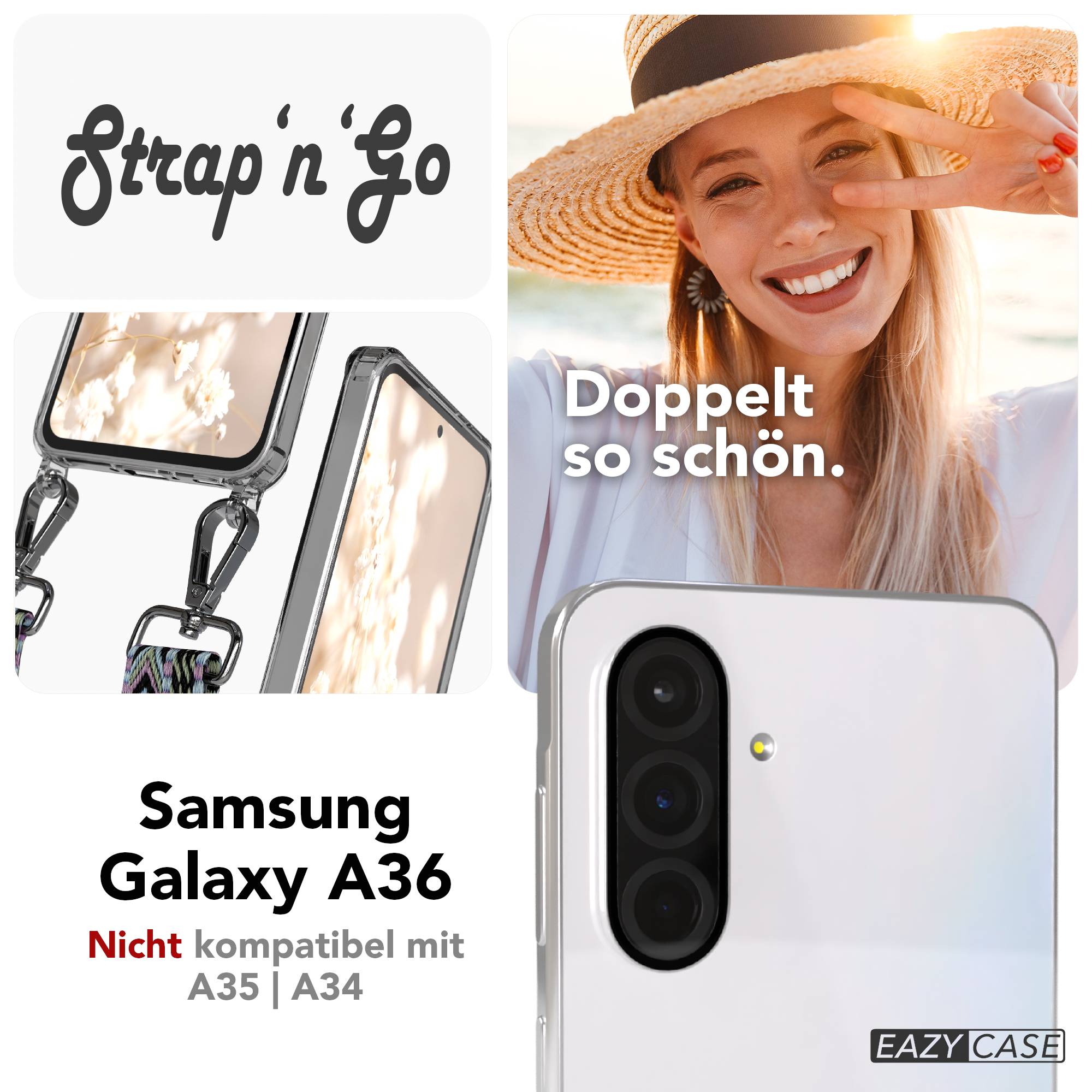 Samsung Galaxy A36 Handykette mit Boho Band verstellbares Umhängeband 