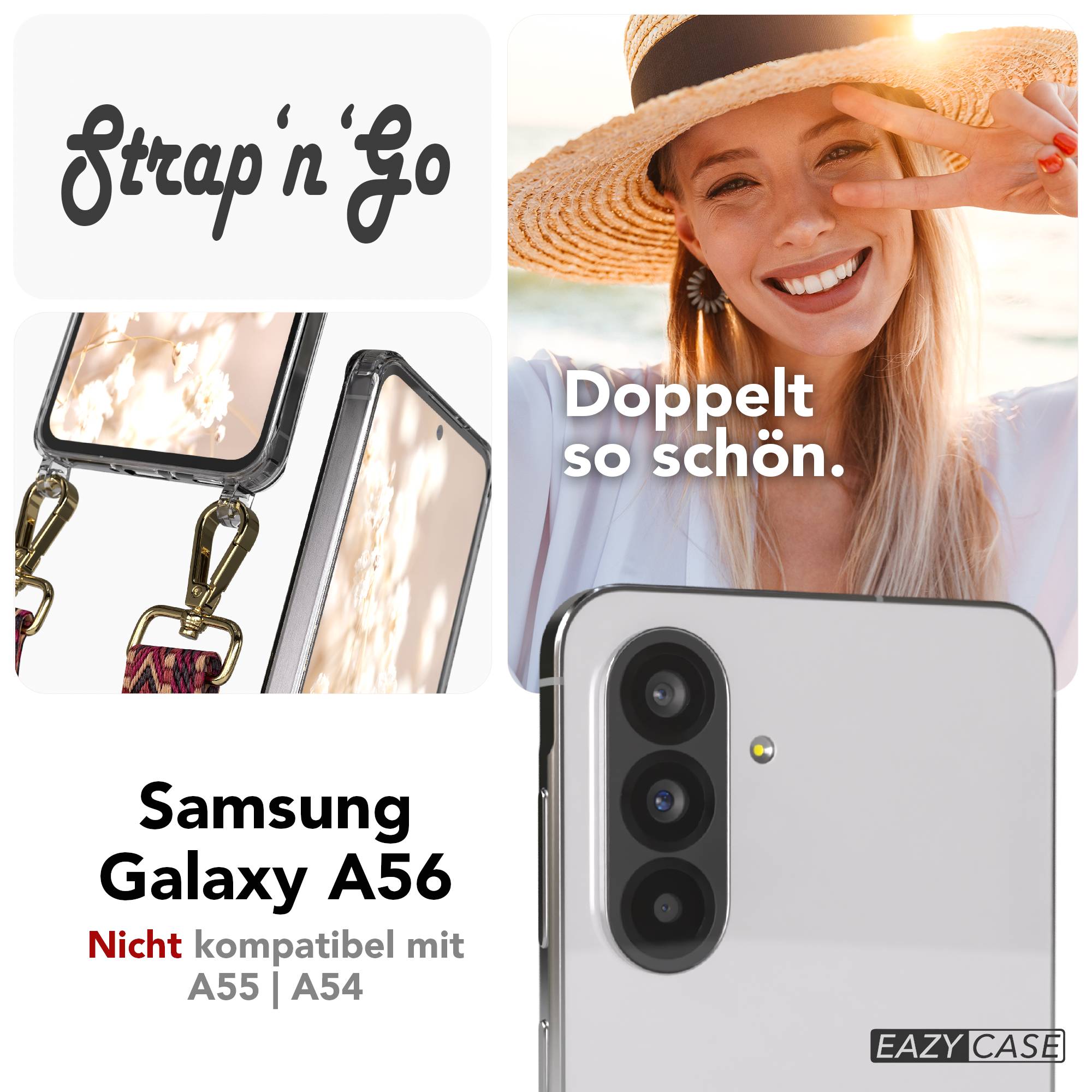Samsung Galaxy A56 Handykette mit Boho Band verstellbar 