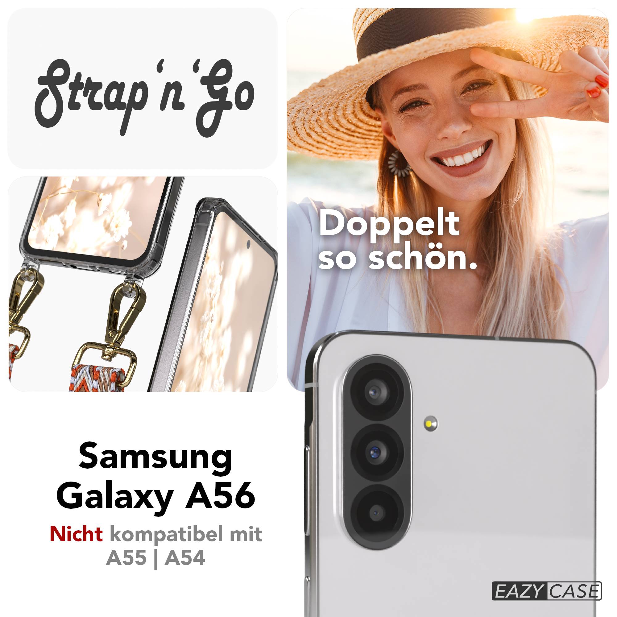 Samsung Galaxy A56 Handykette mit Boho Band verstellbar 