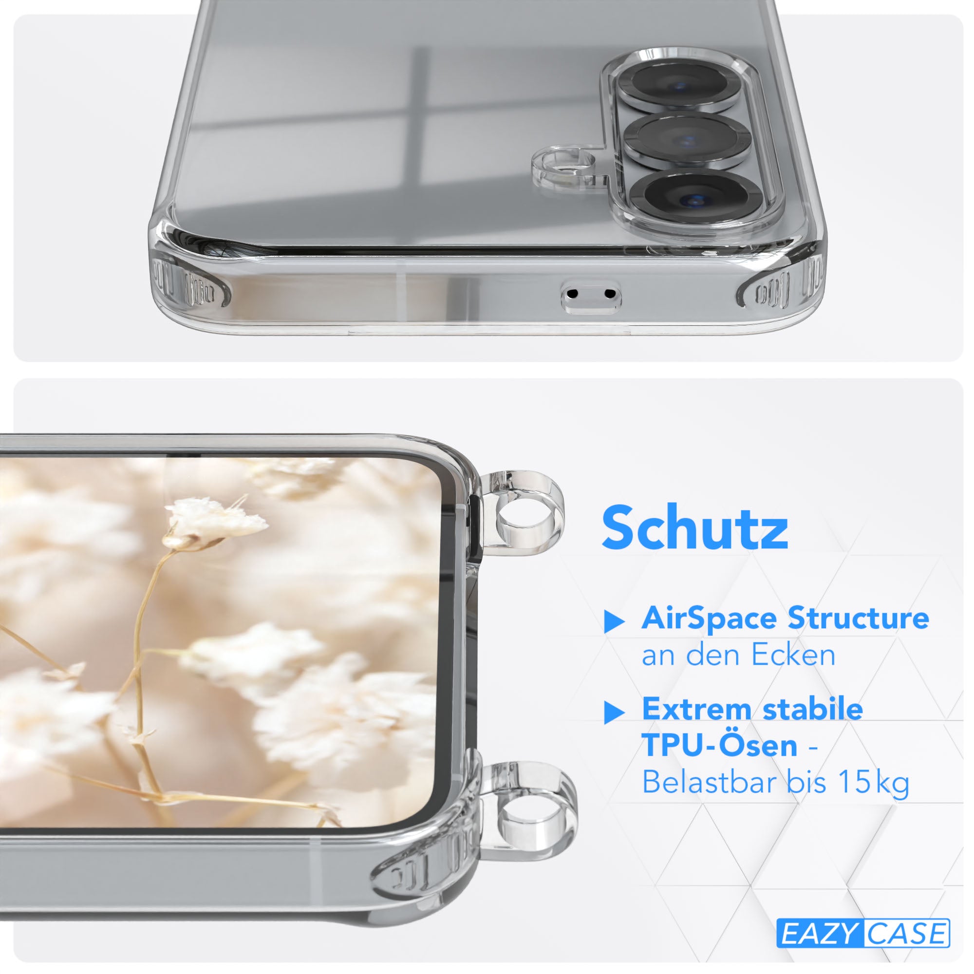 Samsung Galaxy S25 Handykette mit verstellbarem Boho Trageriemen Set 