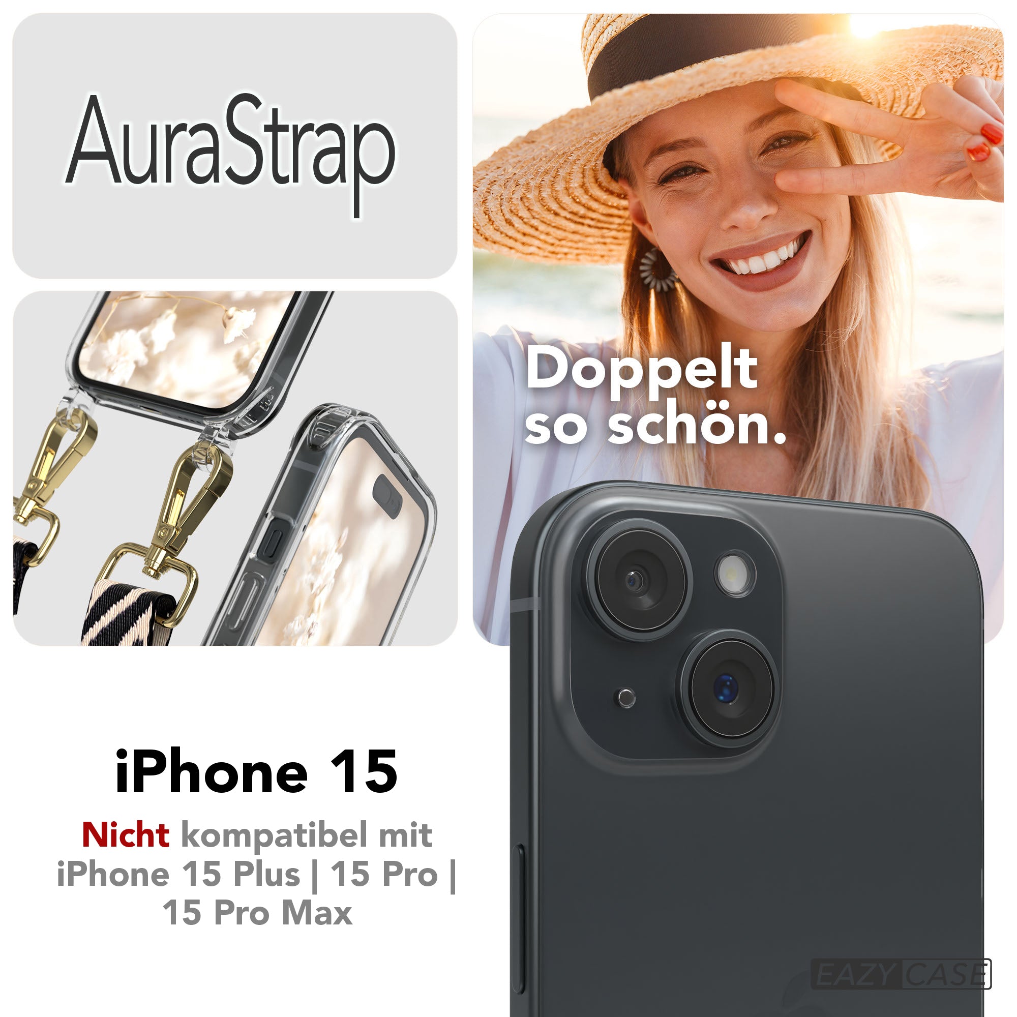 iPhone 15 MagSafe Handykette mit Boho Band verstellbar 