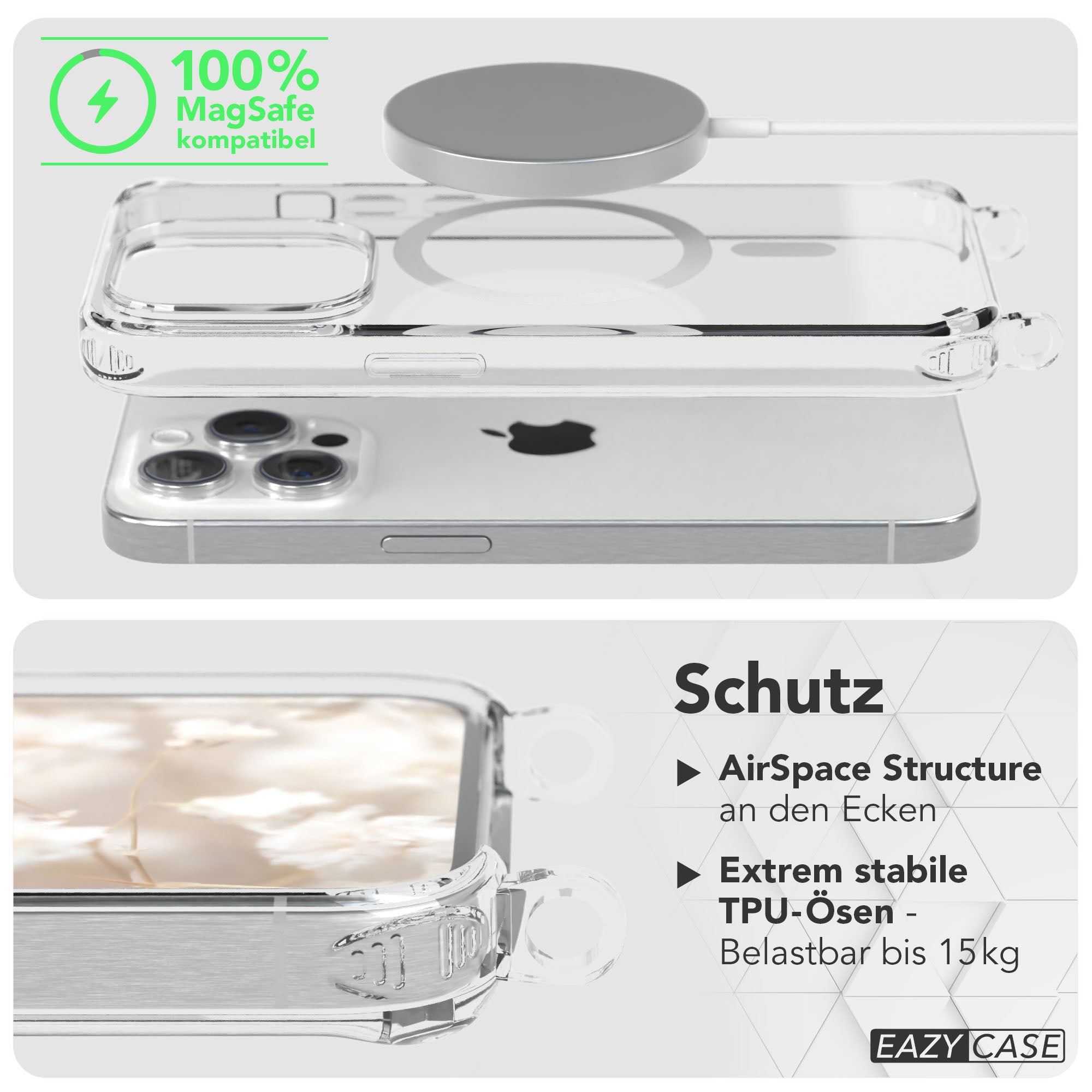 Apple iPhone 15 Pro Handykette MagSafe mit Boho Band EAZY CASE Neck Strap 