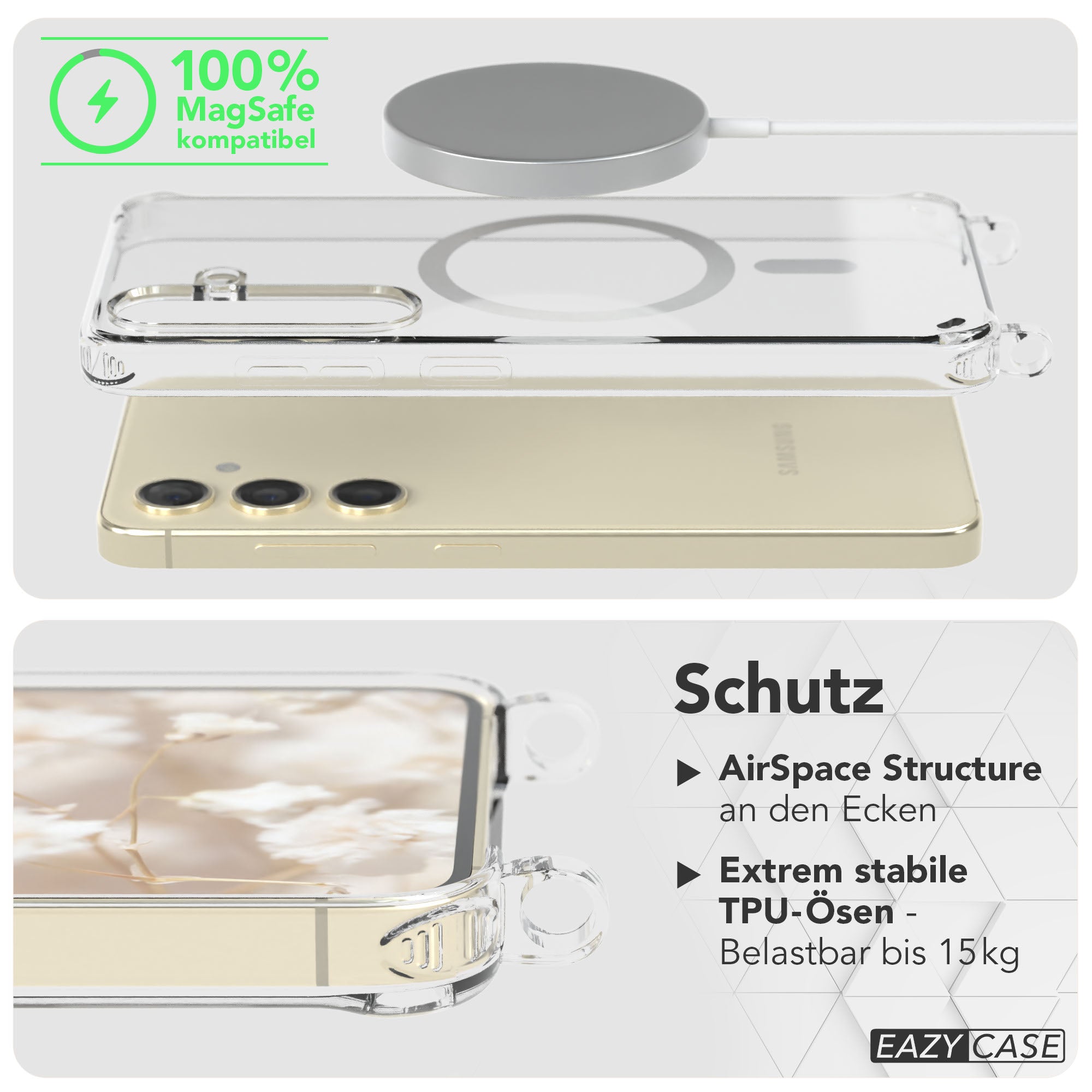 Samsung Galaxy S24 Handykette MagSafe mit verstellbarem Boho Band Set 