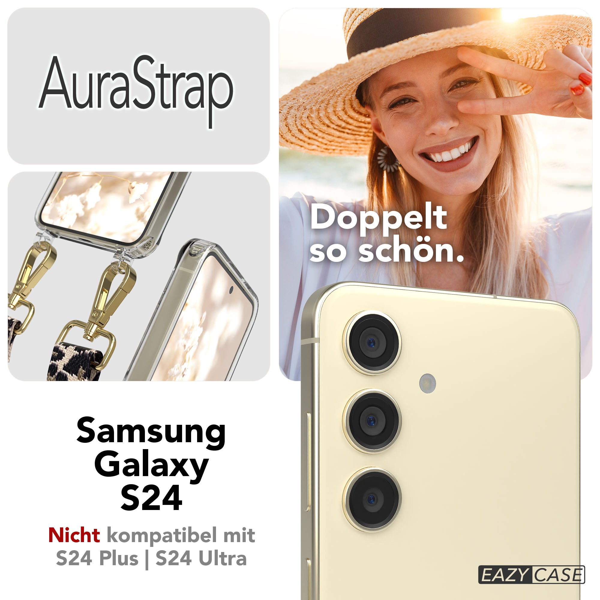 Samsung Galaxy S24 Handykette MagSafe mit verstellbarem Boho Band Set 