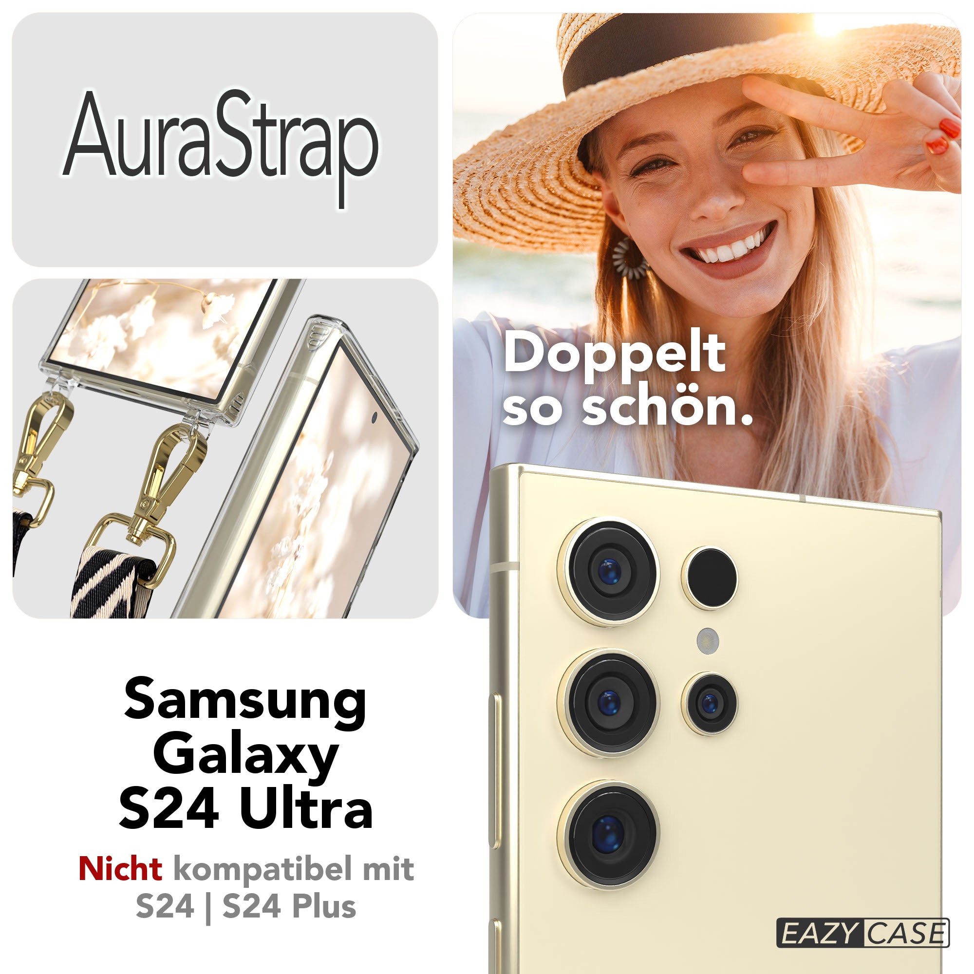 Samsung Galaxy S24 Ultra Handykette mit MagSafe Halterung und Boho Band 