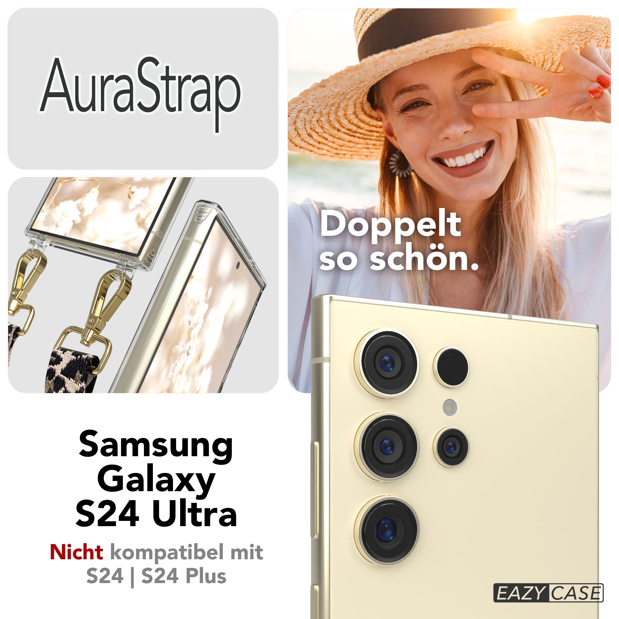 Samsung Galaxy S24 Ultra Handykette mit MagSafe Halterung und Boho Band 