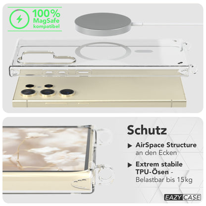 Samsung Galaxy S24 Ultra Handykette mit MagSafe Halterung und Boho Band 