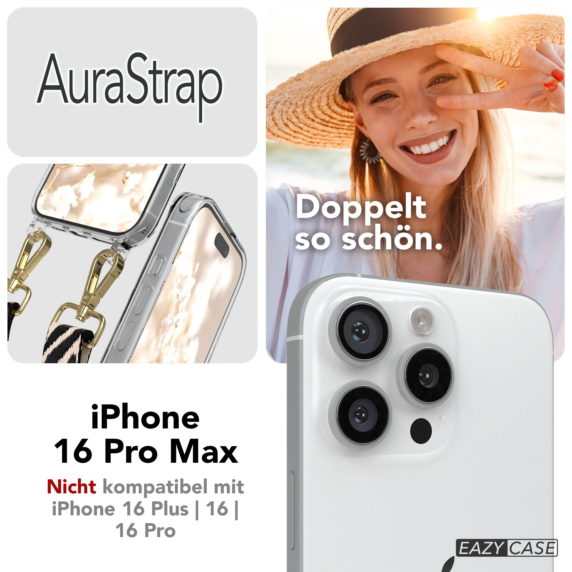 iPhone 16 Pro Max Handykette mit MagSafe Boho Band verstellbar 
