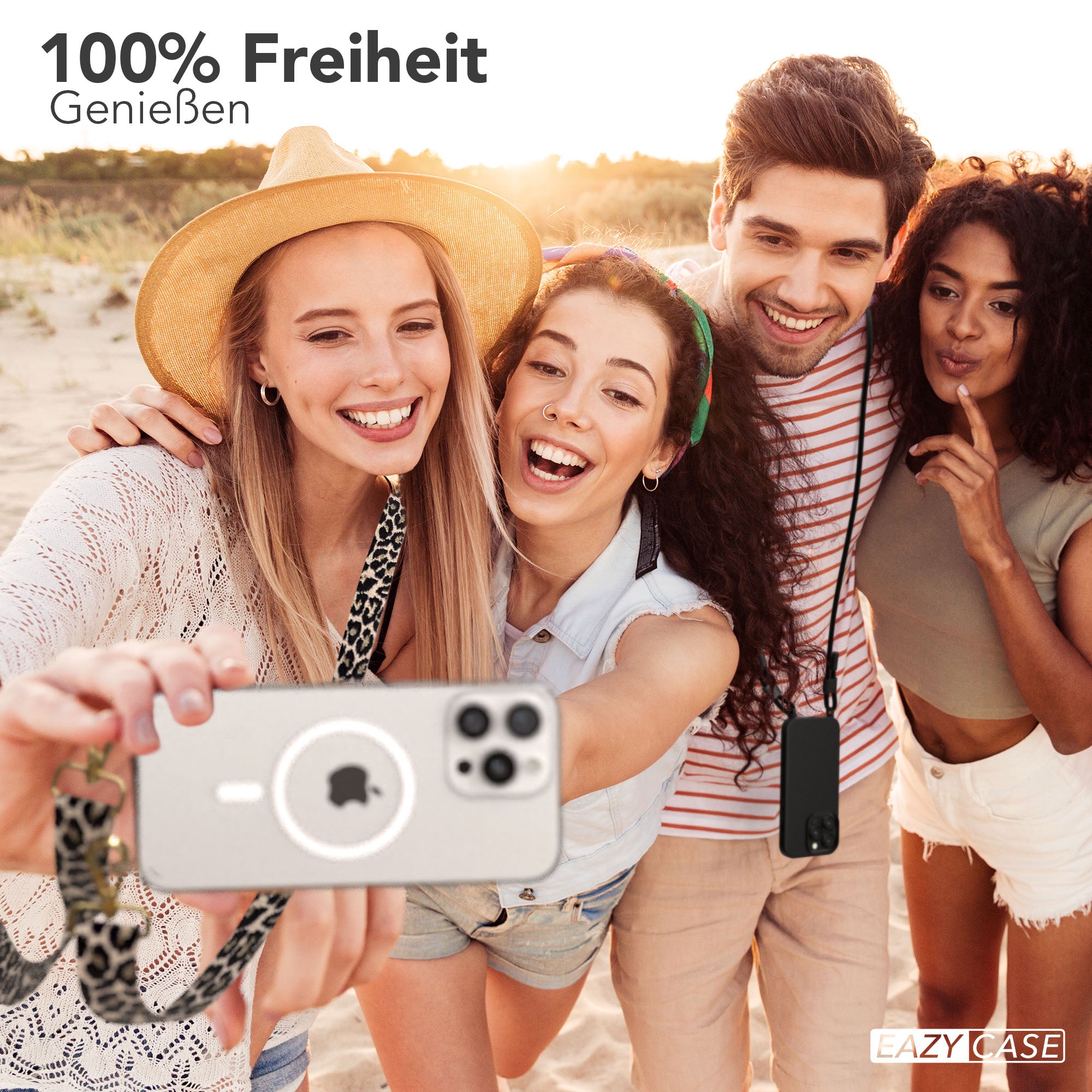 iPhone 16 Pro Max Handykette mit MagSafe Boho Band verstellbar 