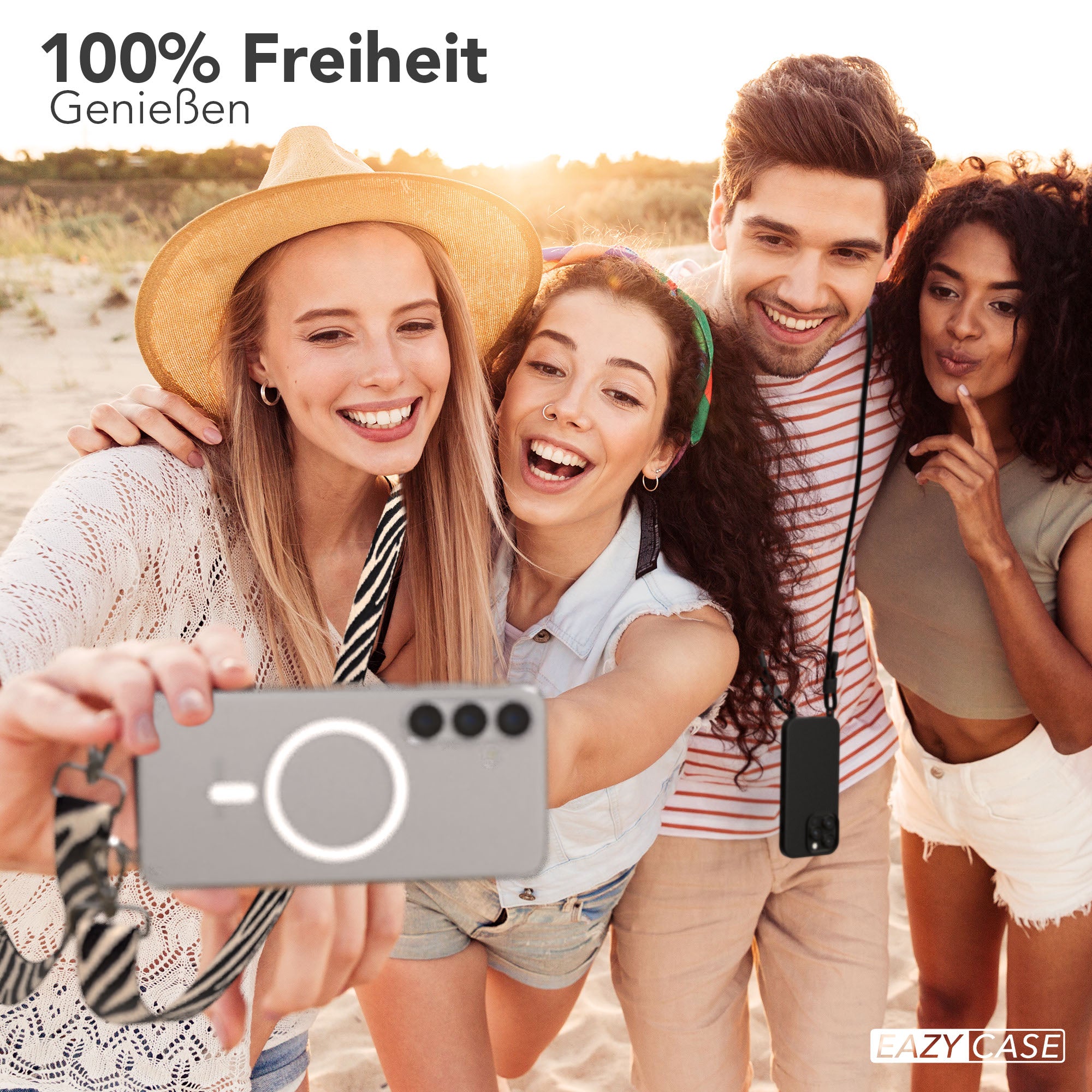 Samsung Galaxy S25 Plus MagSafe Handykette mit verstellbarem Boho Band Set 