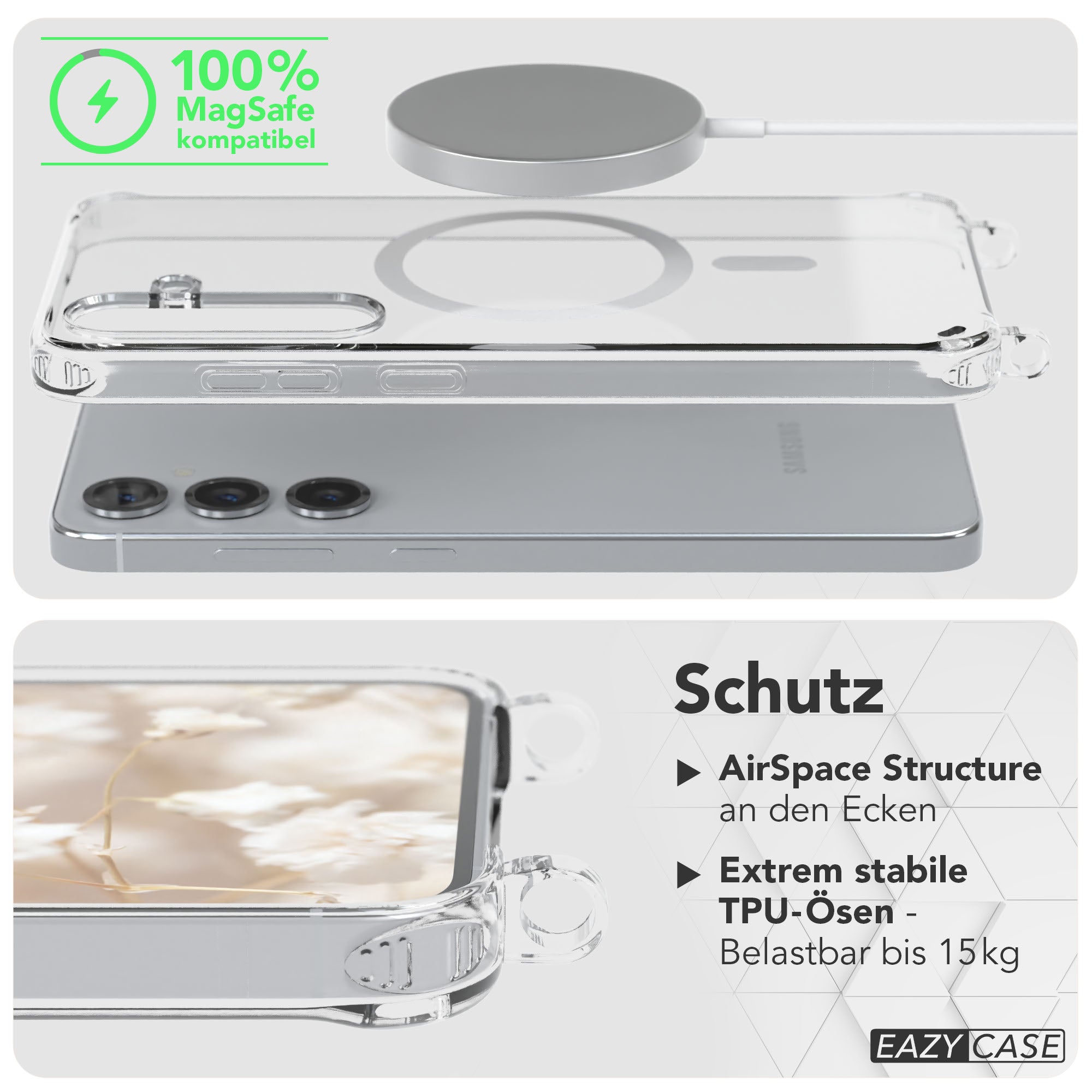 Samsung Galaxy S25 Plus MagSafe Handykette mit verstellbarem Boho Band Set 