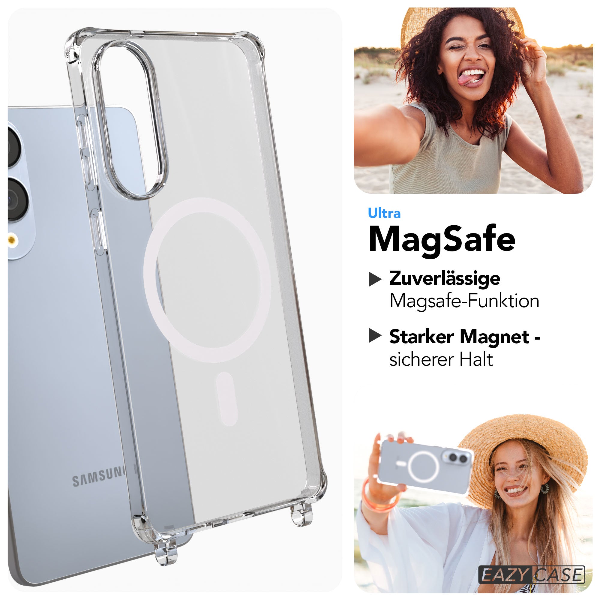 Samsung Galaxy S25 Edge Handyhülle mit Befestigungsösen für Handyketten und MagSafe Magnetring