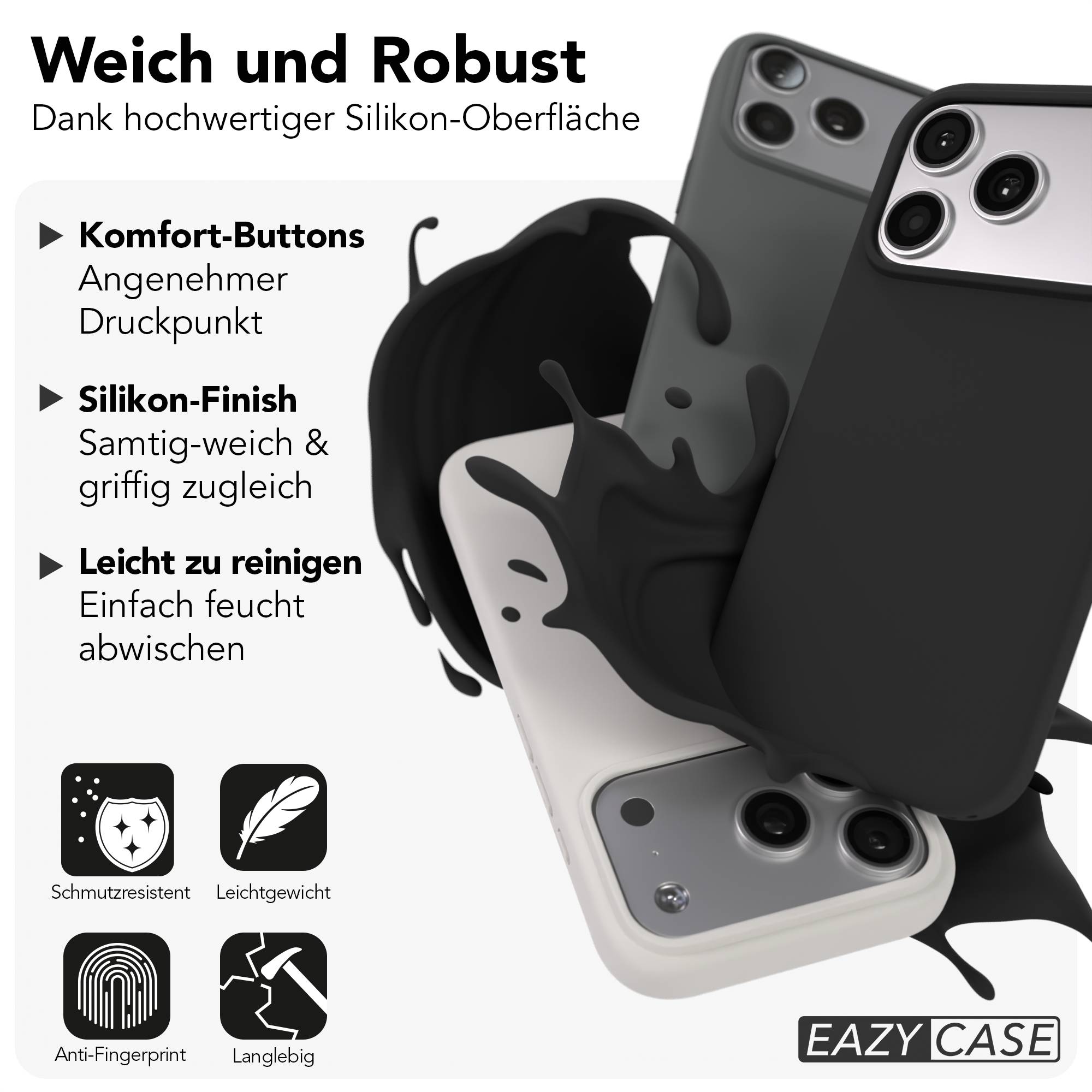 Apple iPhone 17 Pro Premium Silikonhülle mit Kameraschutz von EAZY CASE 