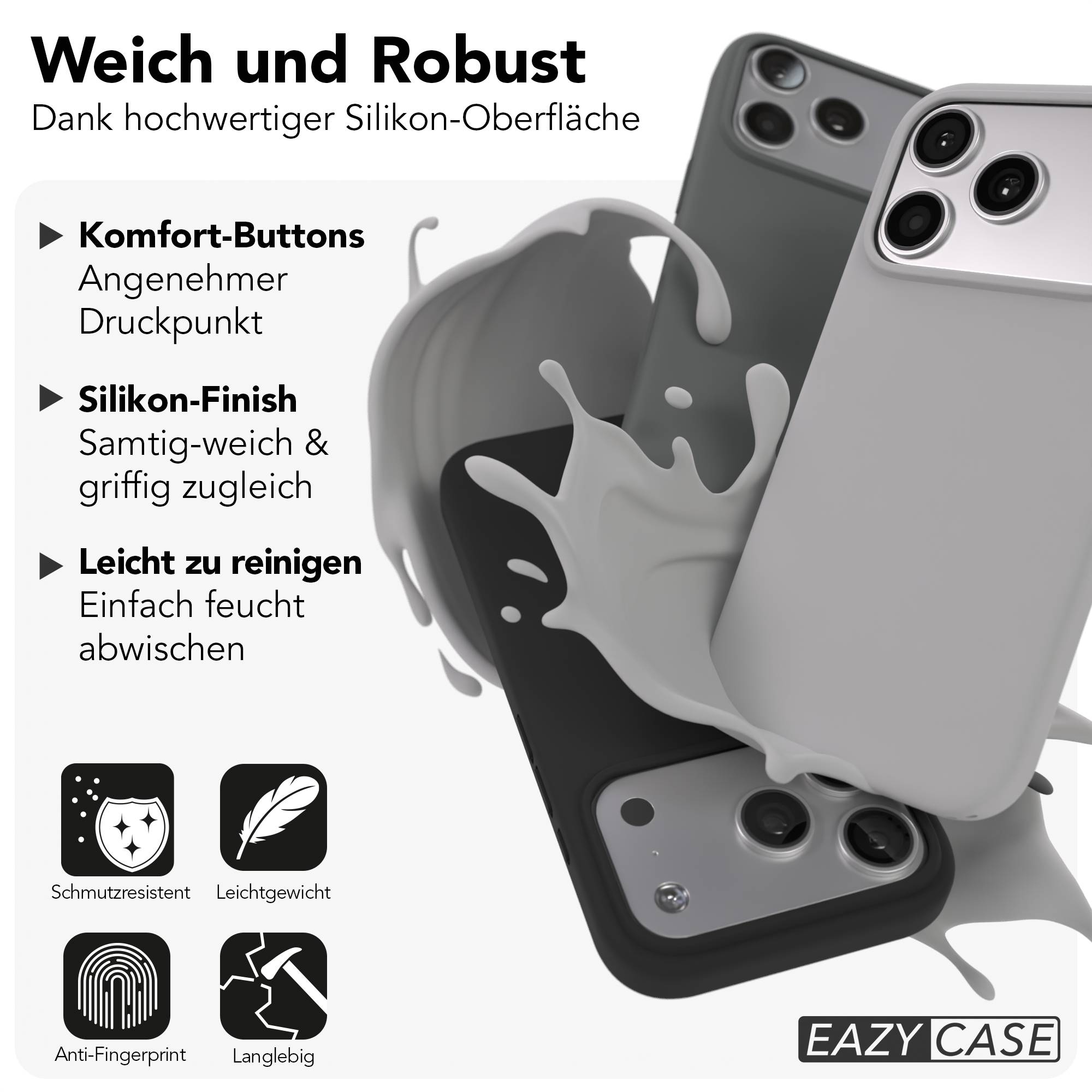 Apple iPhone 17 Pro Premium Silikonhülle mit Kameraschutz von EAZY CASE 