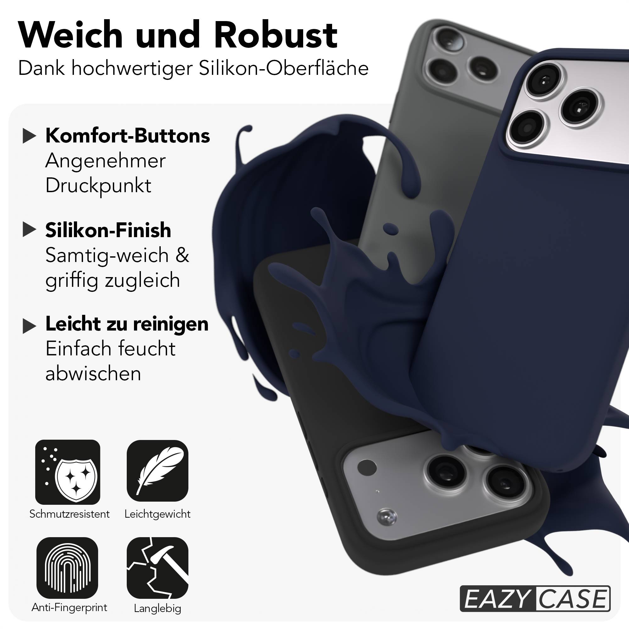 Apple iPhone 17 Pro Premium Silikonhülle mit Kameraschutz von EAZY CASE 