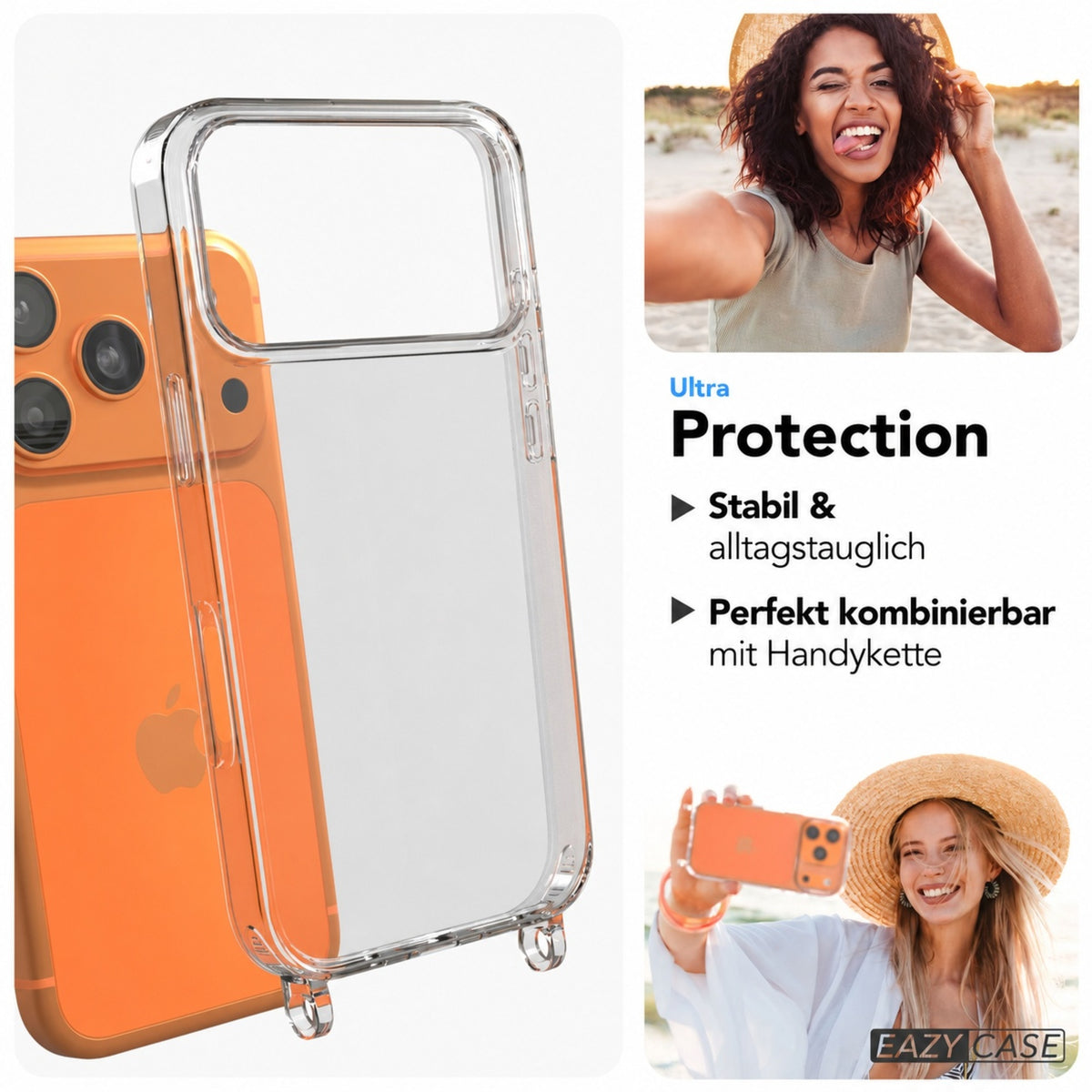 iPhone 17 Pro Max Schutzhülle mit Befestigungsösen für Handyketten TPU transparent