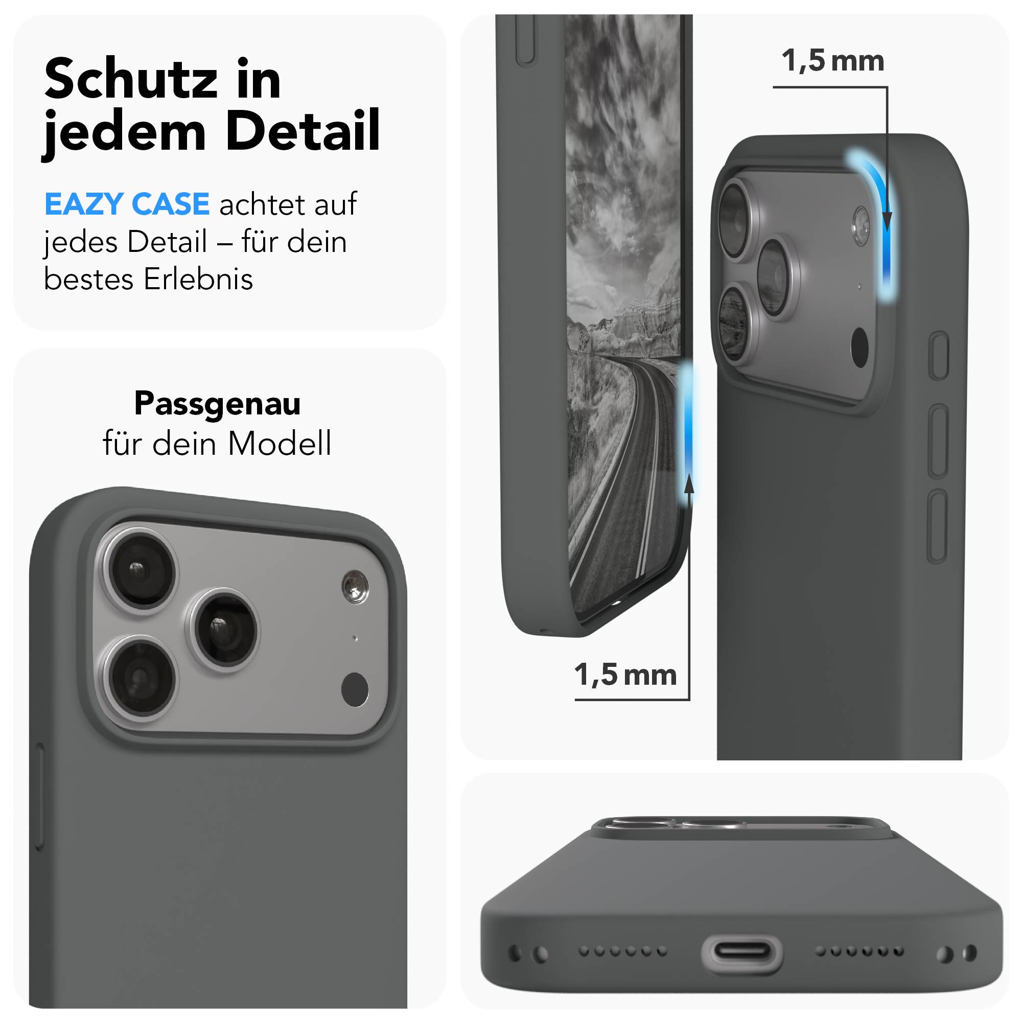 iPhone 17 Pro Max Premium Silikonhülle mit Kameraschutz von EAZY CASE 