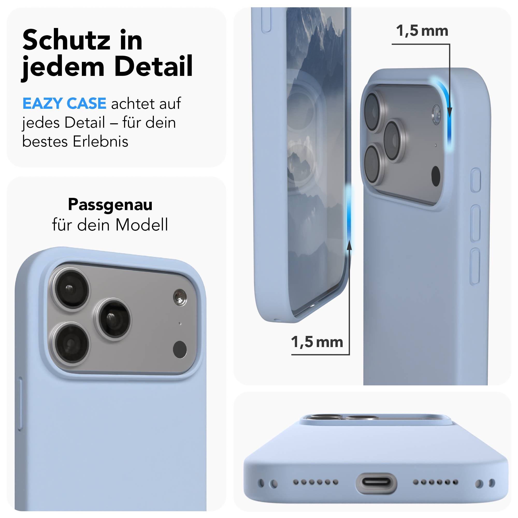 iPhone 17 Pro Max Premium Silikonhülle mit Kameraschutz von EAZY CASE 