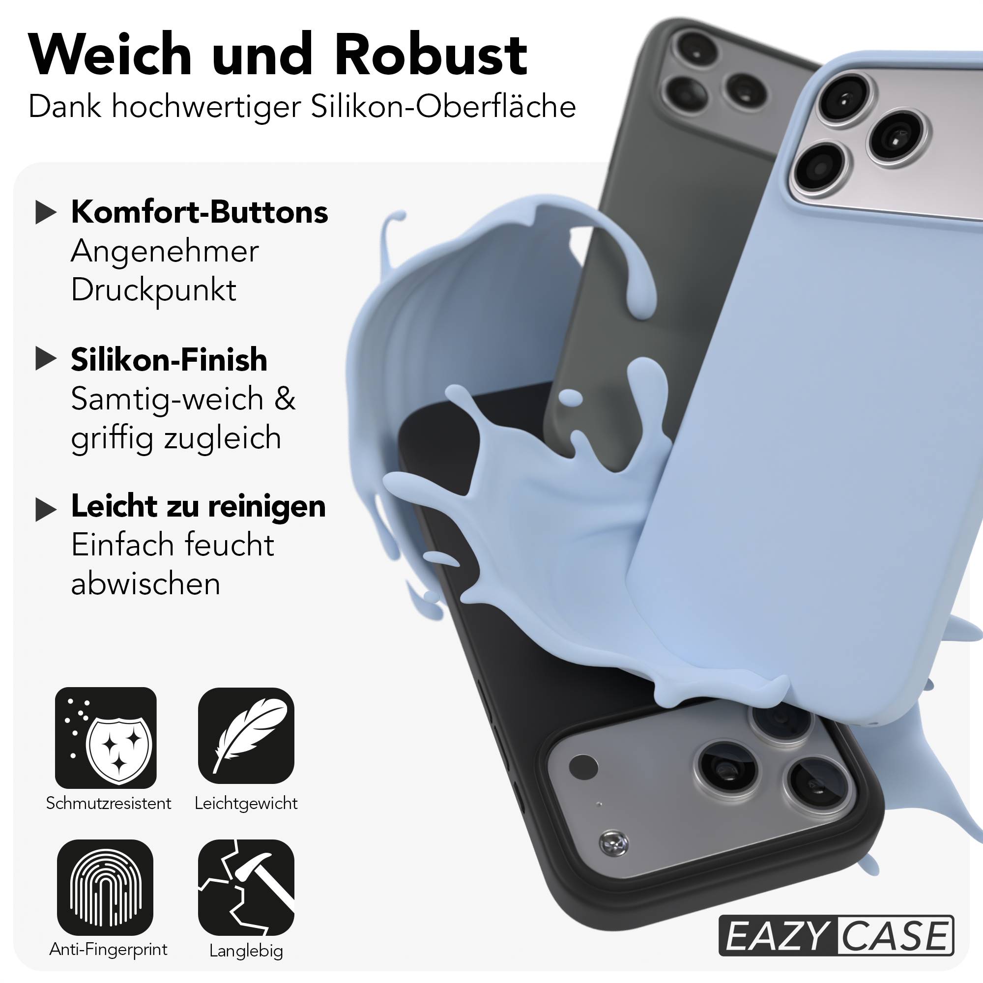 iPhone 17 Pro Max Premium Silikonhülle mit Kameraschutz von EAZY CASE 