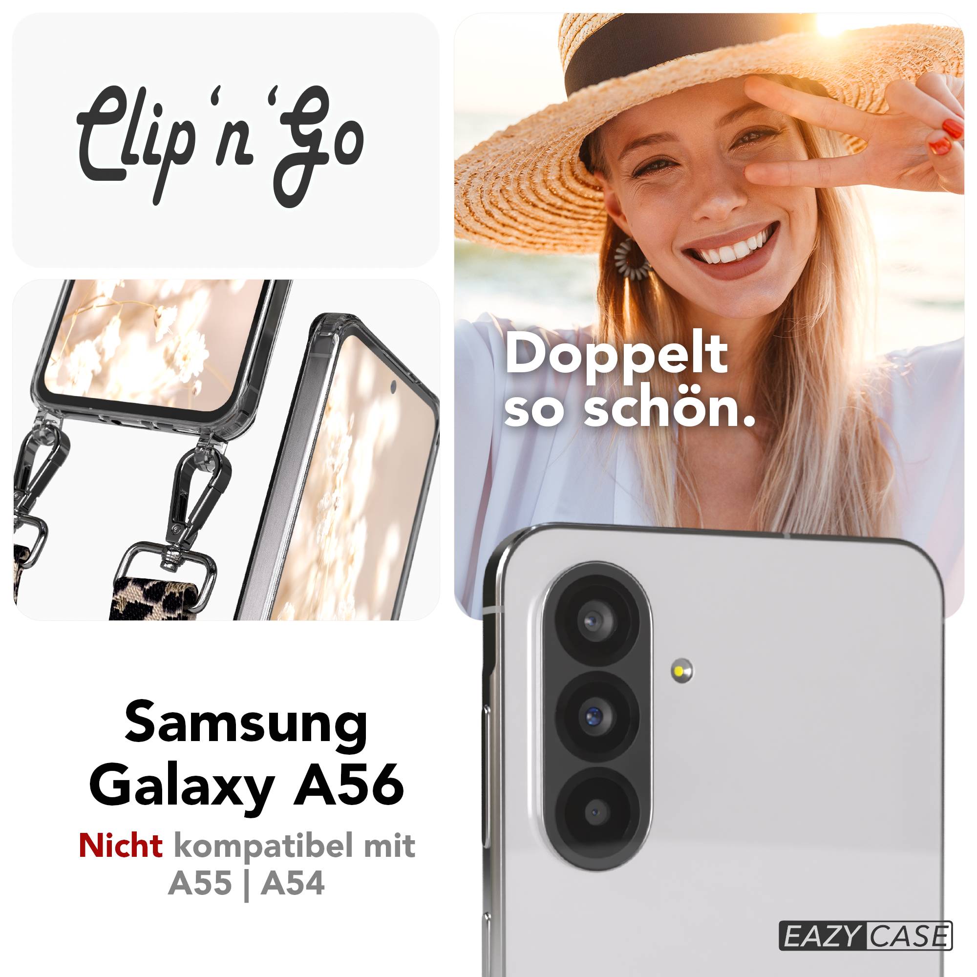 Samsung Galaxy A56 Handykette mit MagSafe Hülle und verstellbarem Boho Trageriemen 