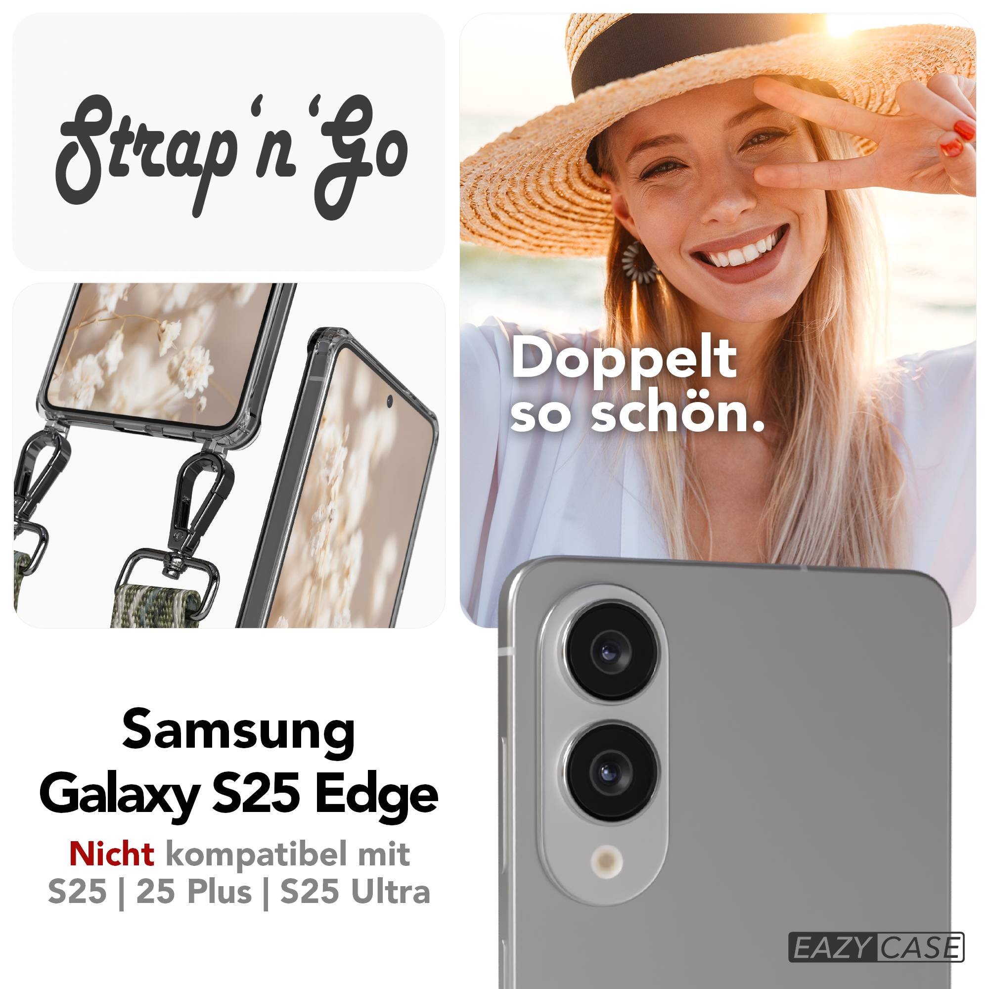 Samsung Galaxy S25 Edge Handykette mit Boho Band und verstellbarem Trageriemen 