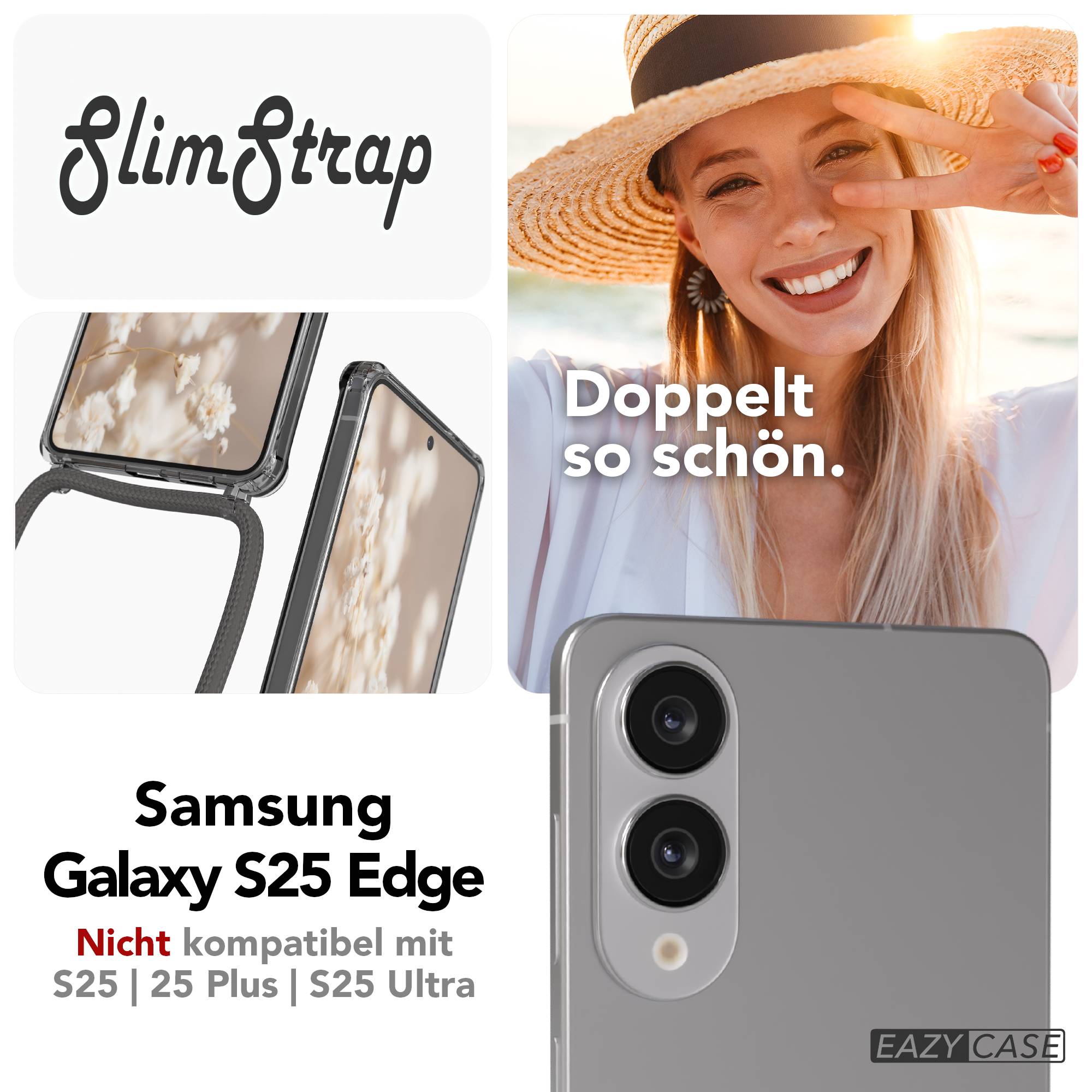 Galaxy S25 Edge transparente Hülle + Kordel mit MagSafe