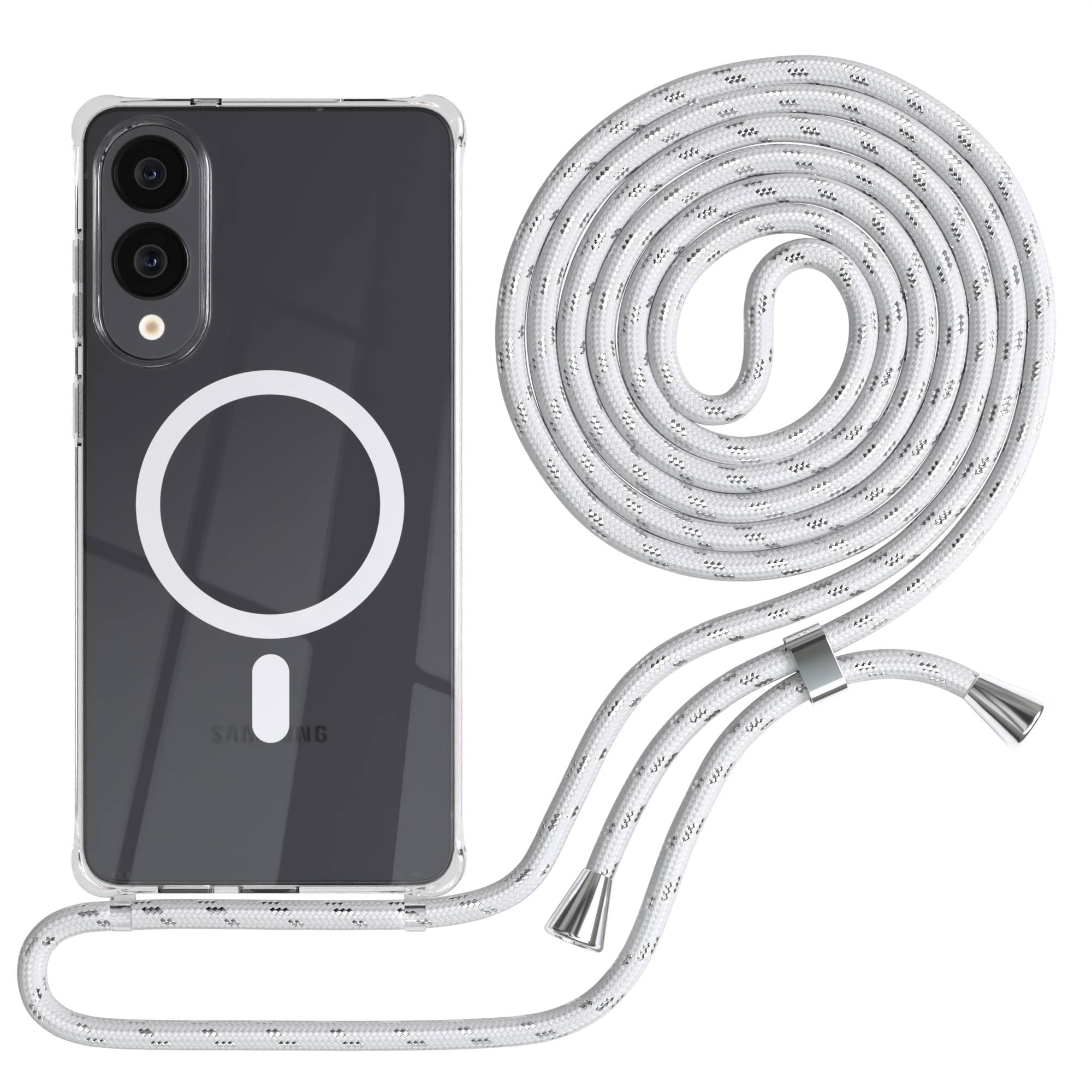 Galaxy S25 Edge transparente Hülle + Kordel mit MagSafe