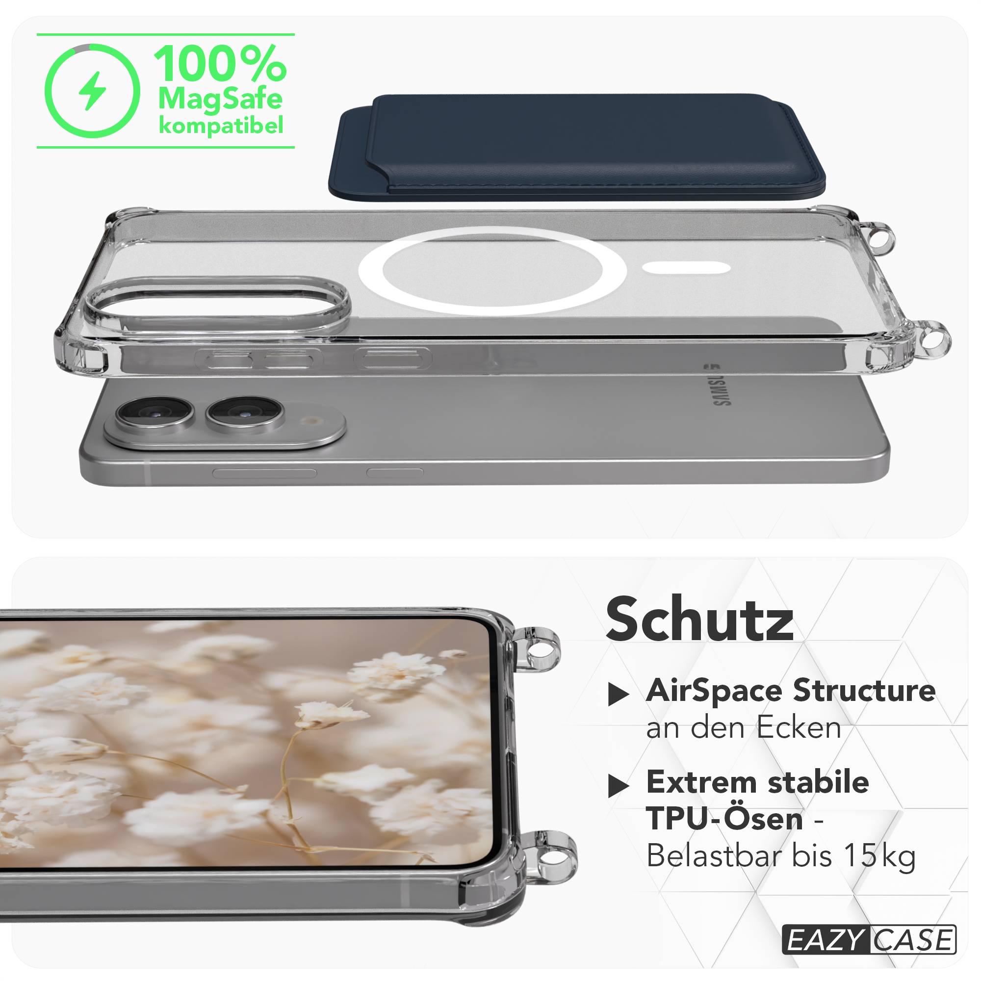 Galaxy S25 Edge transparente Hülle + Kordel mit MagSafe