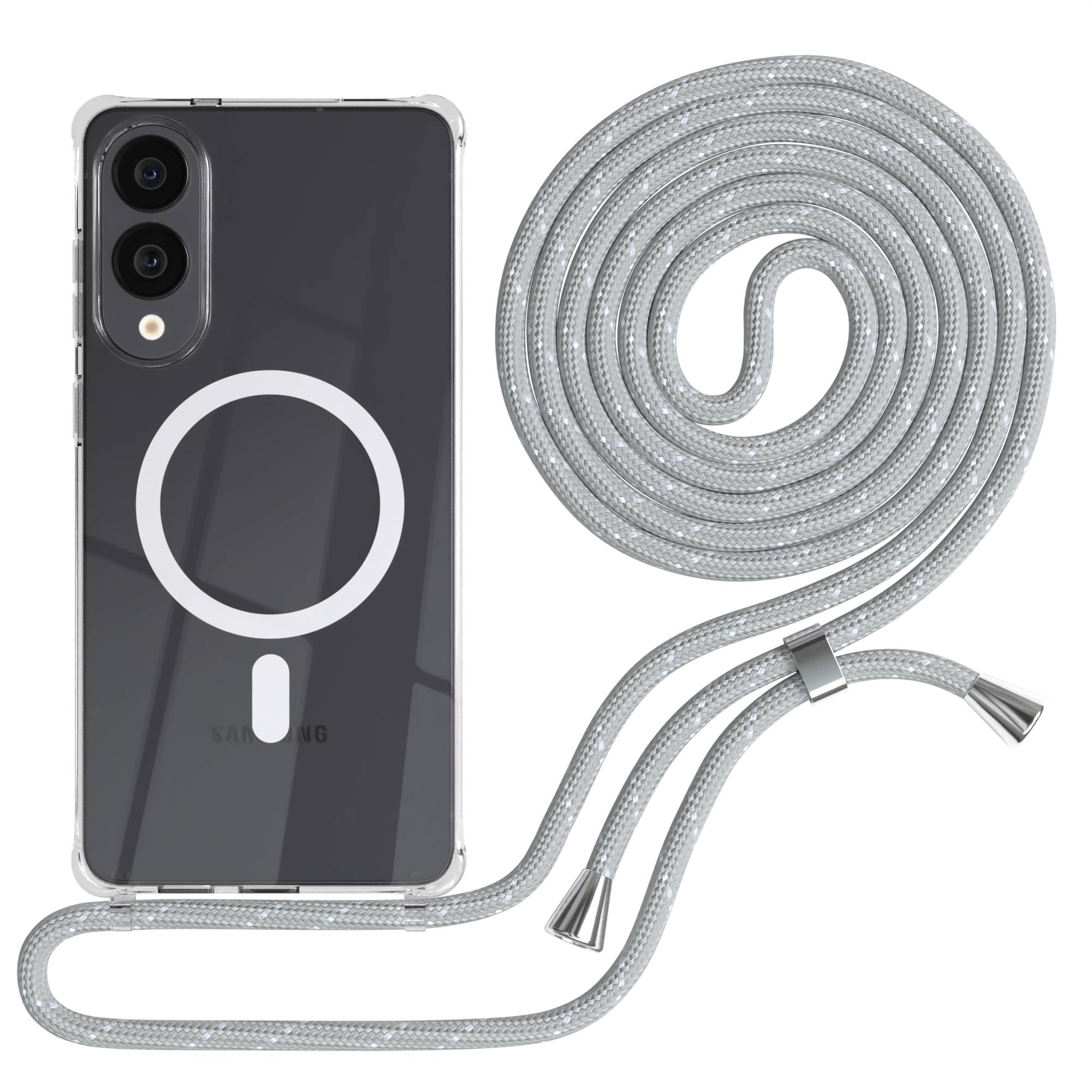 Galaxy S25 Edge transparente Hülle + Kordel mit MagSafe