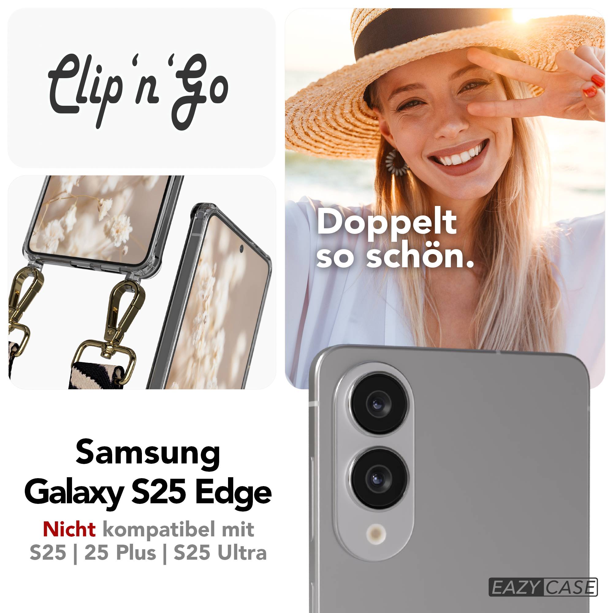 Samsung Galaxy S25 Edge Handykette mit MagSafe Hülle und Boho Trageriemen 