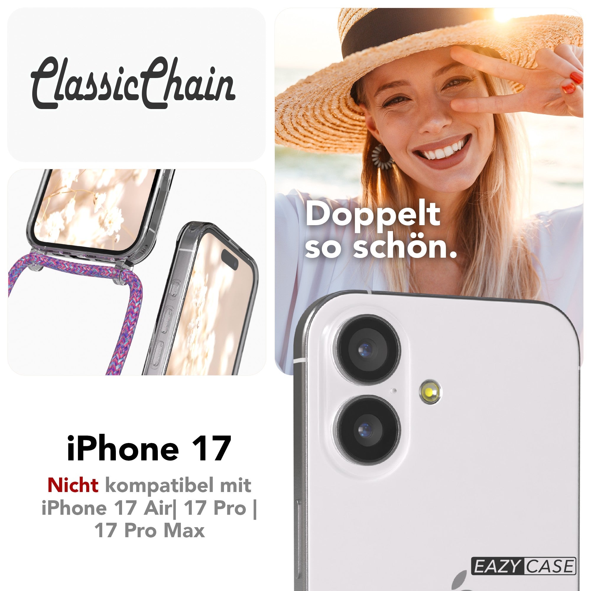 iPhone 17 transparente Hülle + Kordel