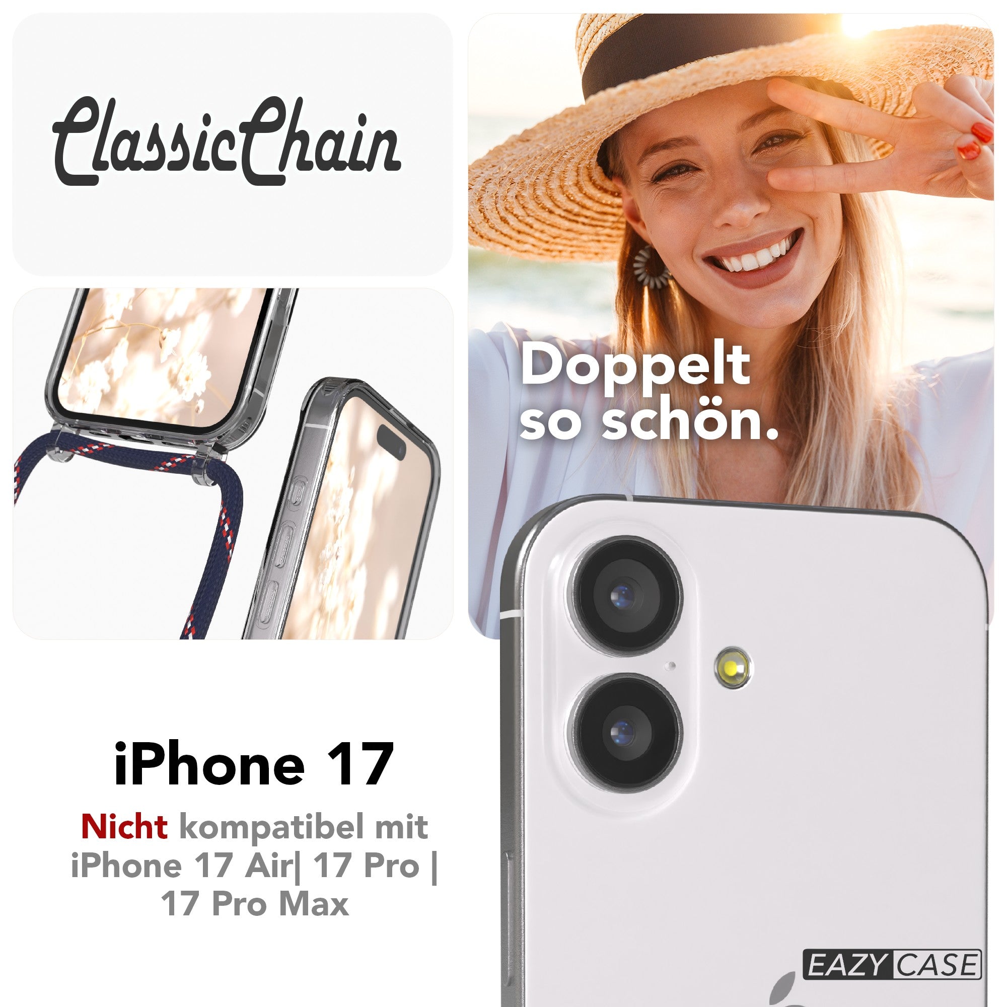 iPhone 17 transparente Hülle + Kordel