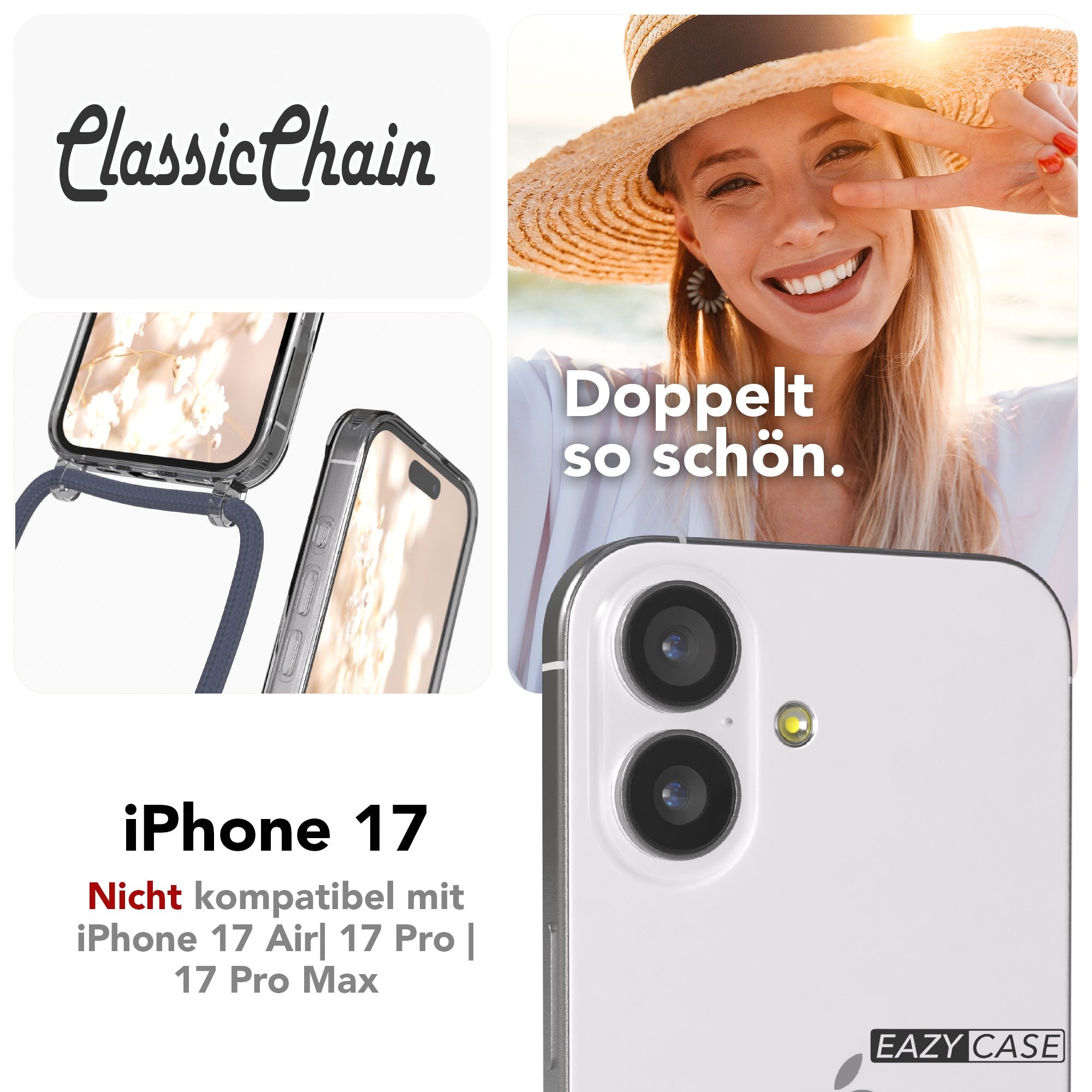 iPhone 17 transparente Hülle + Kordel