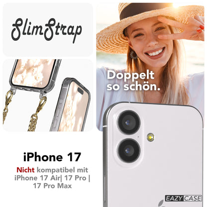 iPhone 17 Hülle mit Metallkette + Schwarze Kordel