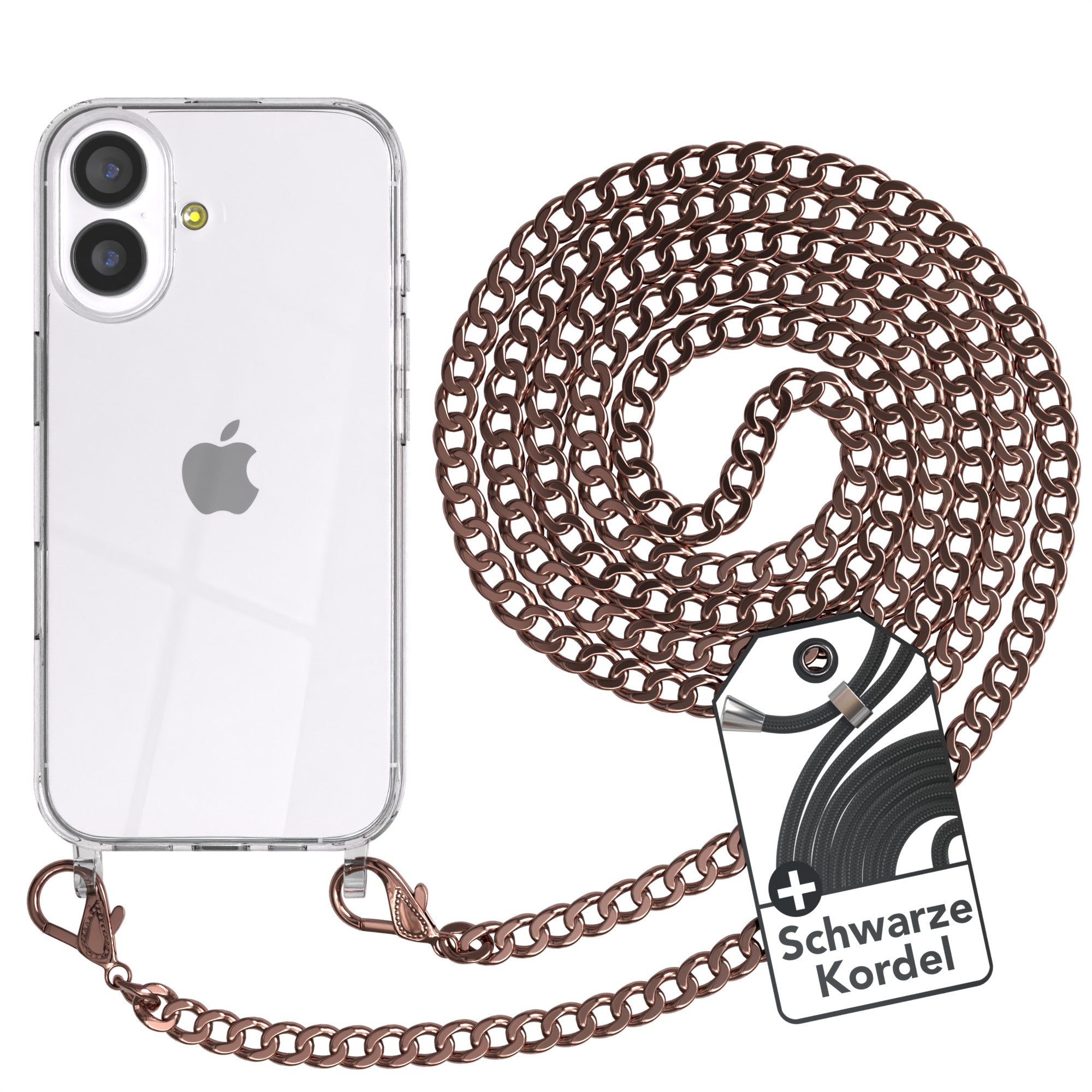 iPhone 17 Hülle mit Metallkette + Schwarze Kordel
