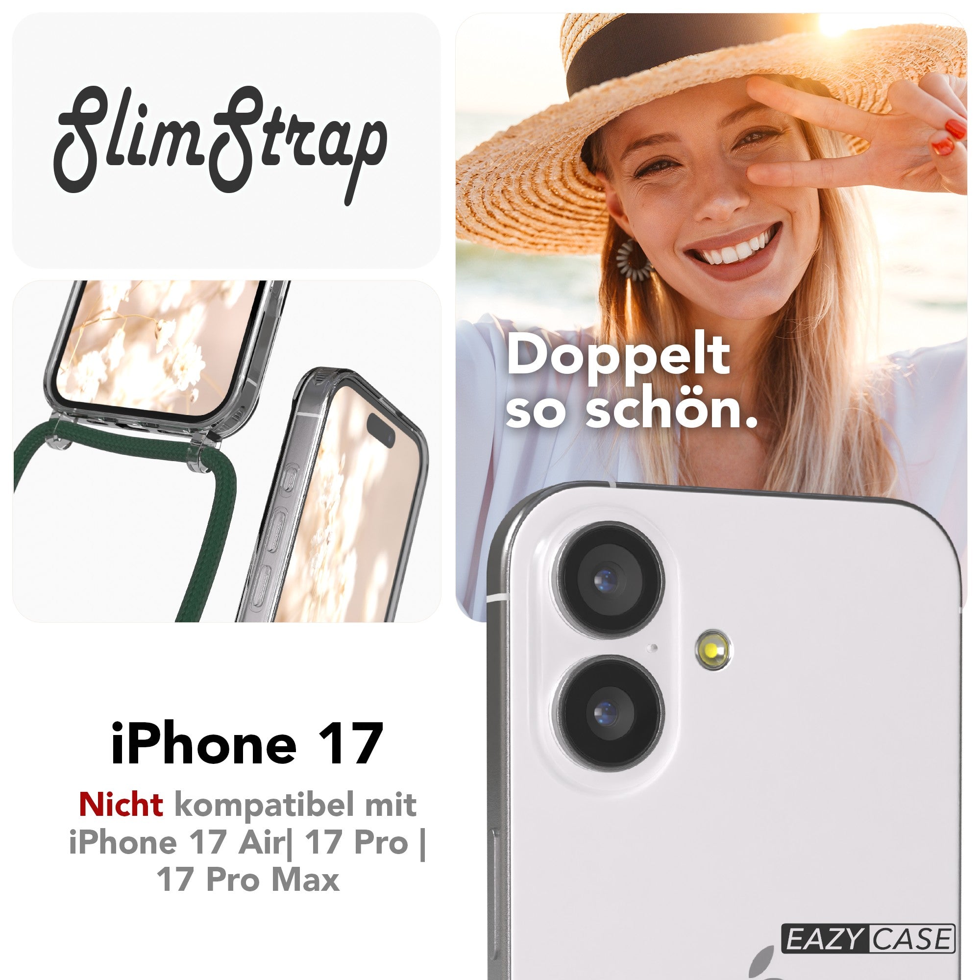 iPhone 17 transparente Hülle + Kordel mit MagSafe