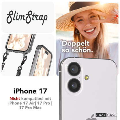 iPhone 17 Hülle mit Metallkette + Schwarze Kordel mit MagSafe
