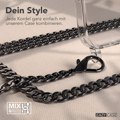 iPhone 17 Hülle mit Metallkette + Schwarze Kordel mit MagSafe