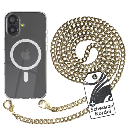 iPhone 17 Hülle mit Metallkette + Schwarze Kordel mit MagSafe