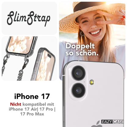 iPhone 17 Hülle mit Metallkette + Schwarze Kordel mit MagSafe