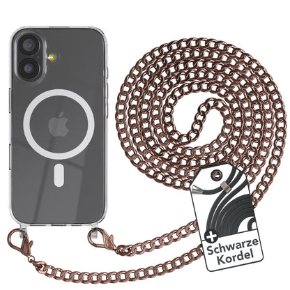 iPhone 17 Hülle mit Metallkette + Schwarze Kordel mit MagSafe