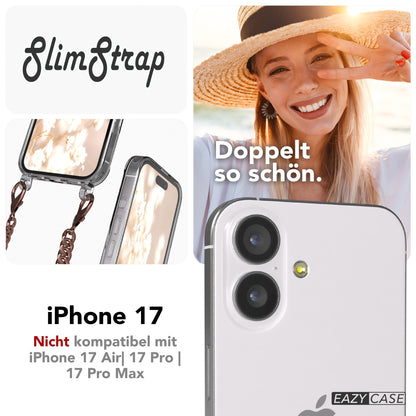 iPhone 17 Hülle mit Metallkette + Schwarze Kordel mit MagSafe