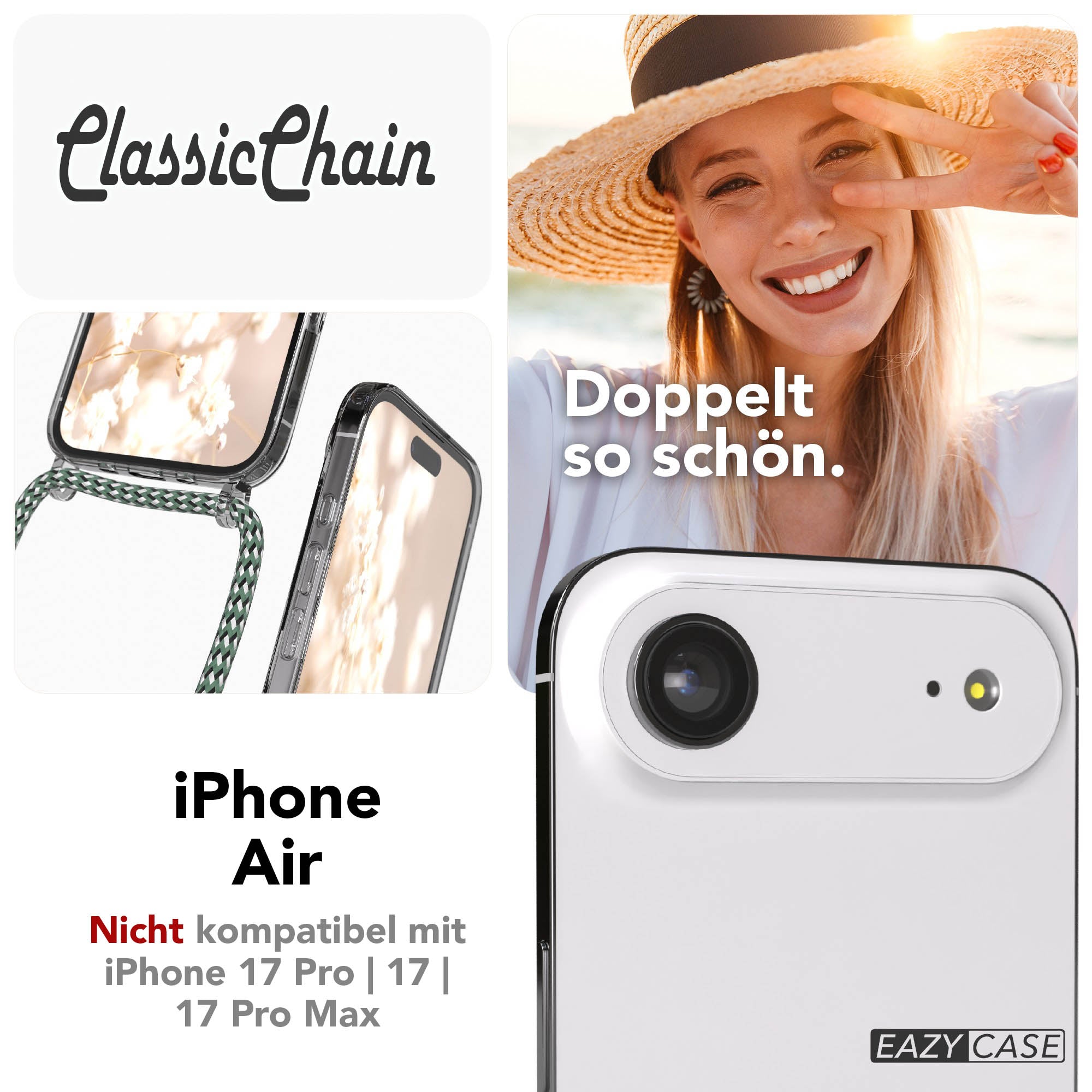 Apple iPhone Air transparente Handykette mit verstellbarer Kordel TPU Hülle 