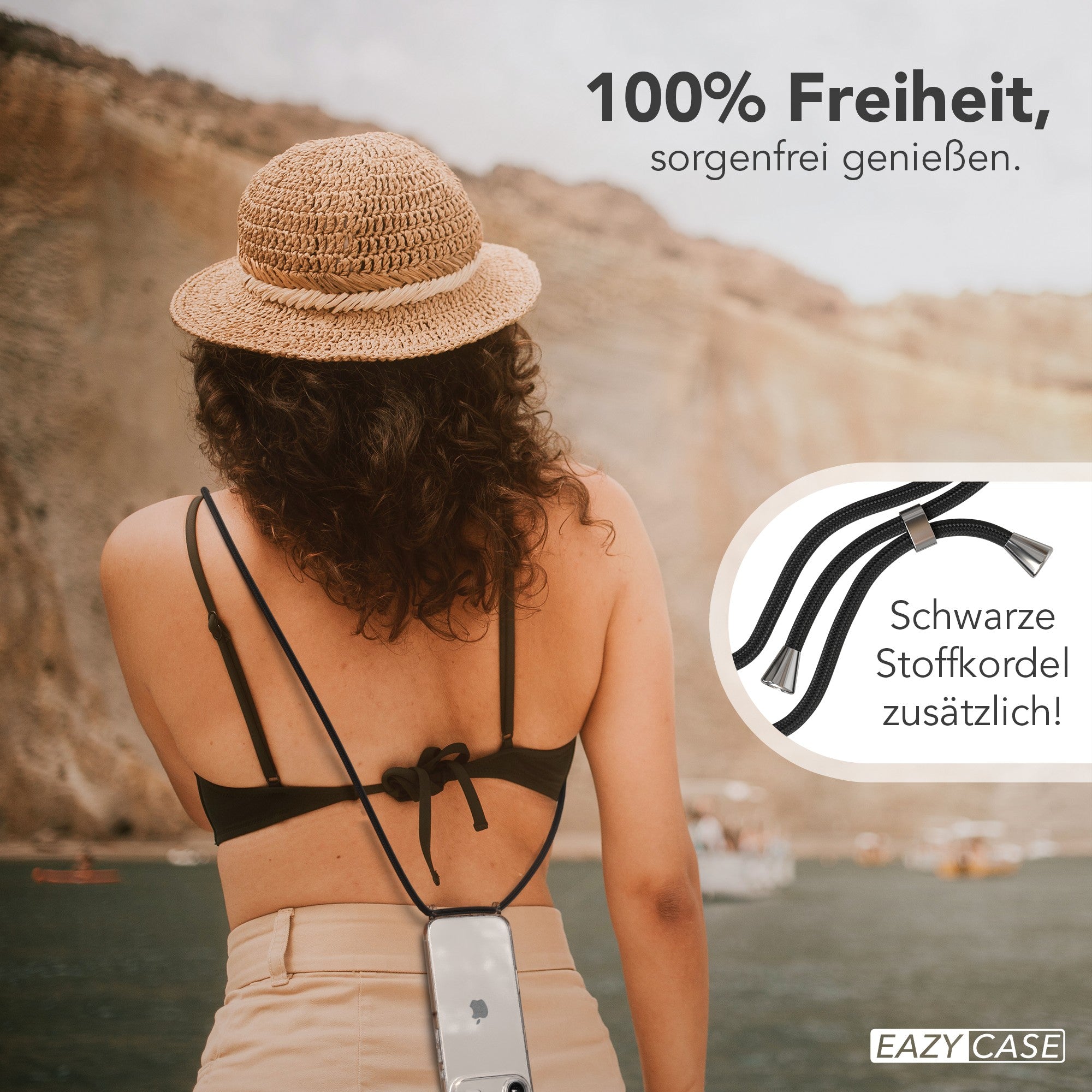 iPhone Air Hülle mit Metallkette + Schwarze Kordel