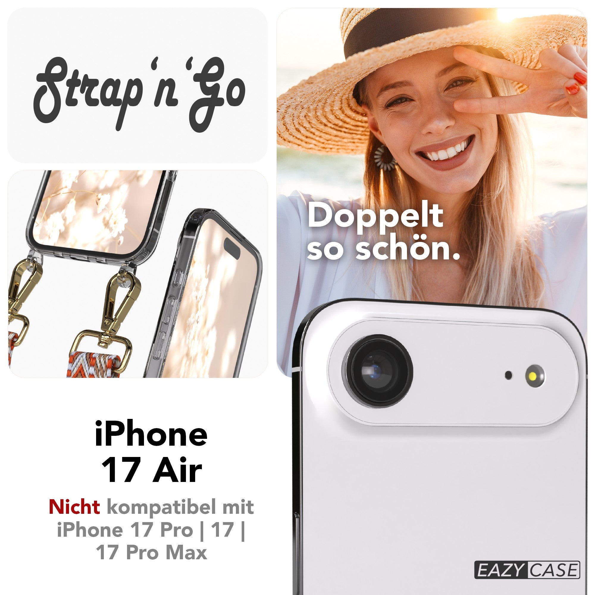 iPhone Air Handykette mit Boho Band verstellbar Umhängen 