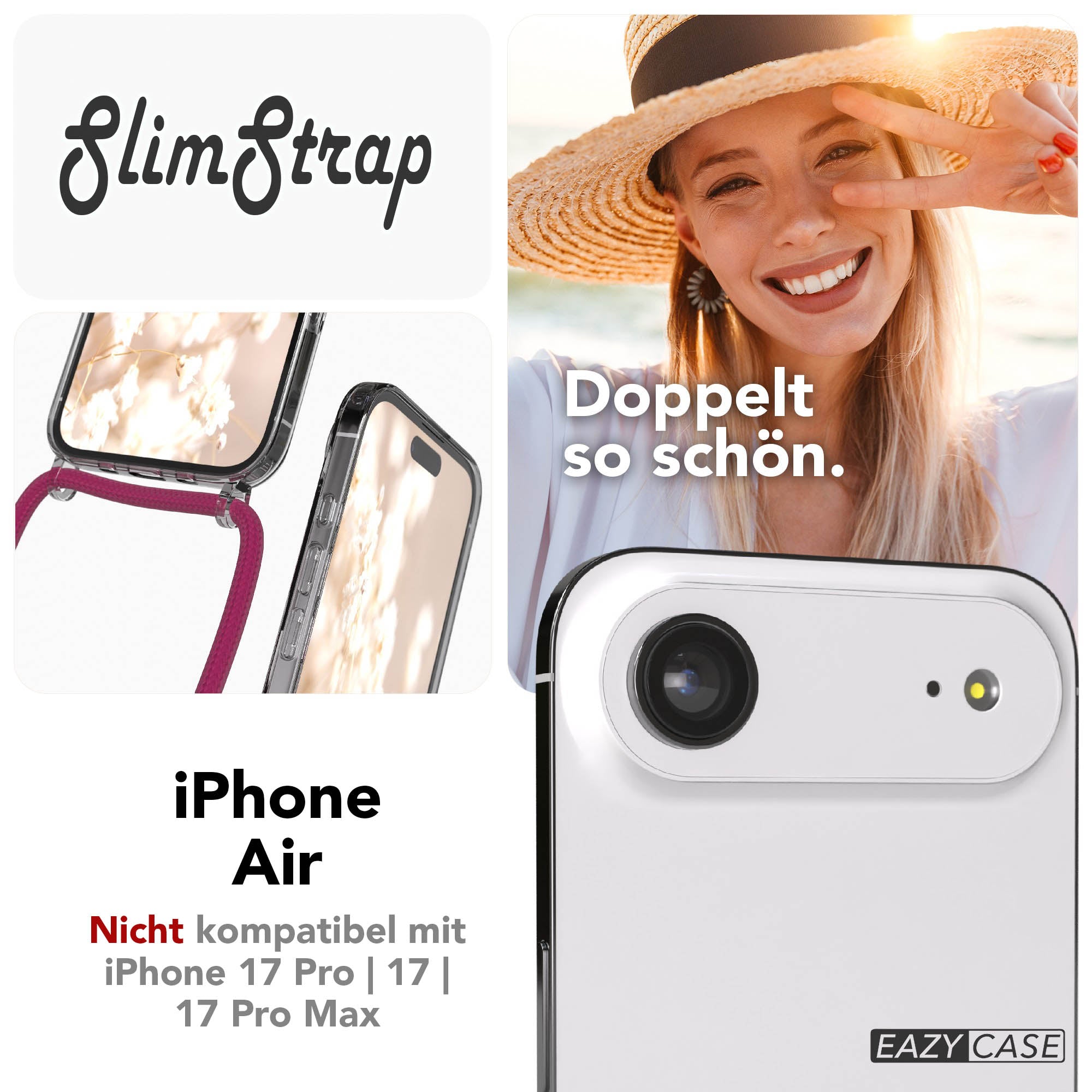 iPhone Air transparente Handykette mit MagSafe und Kordel zum Umhängen 