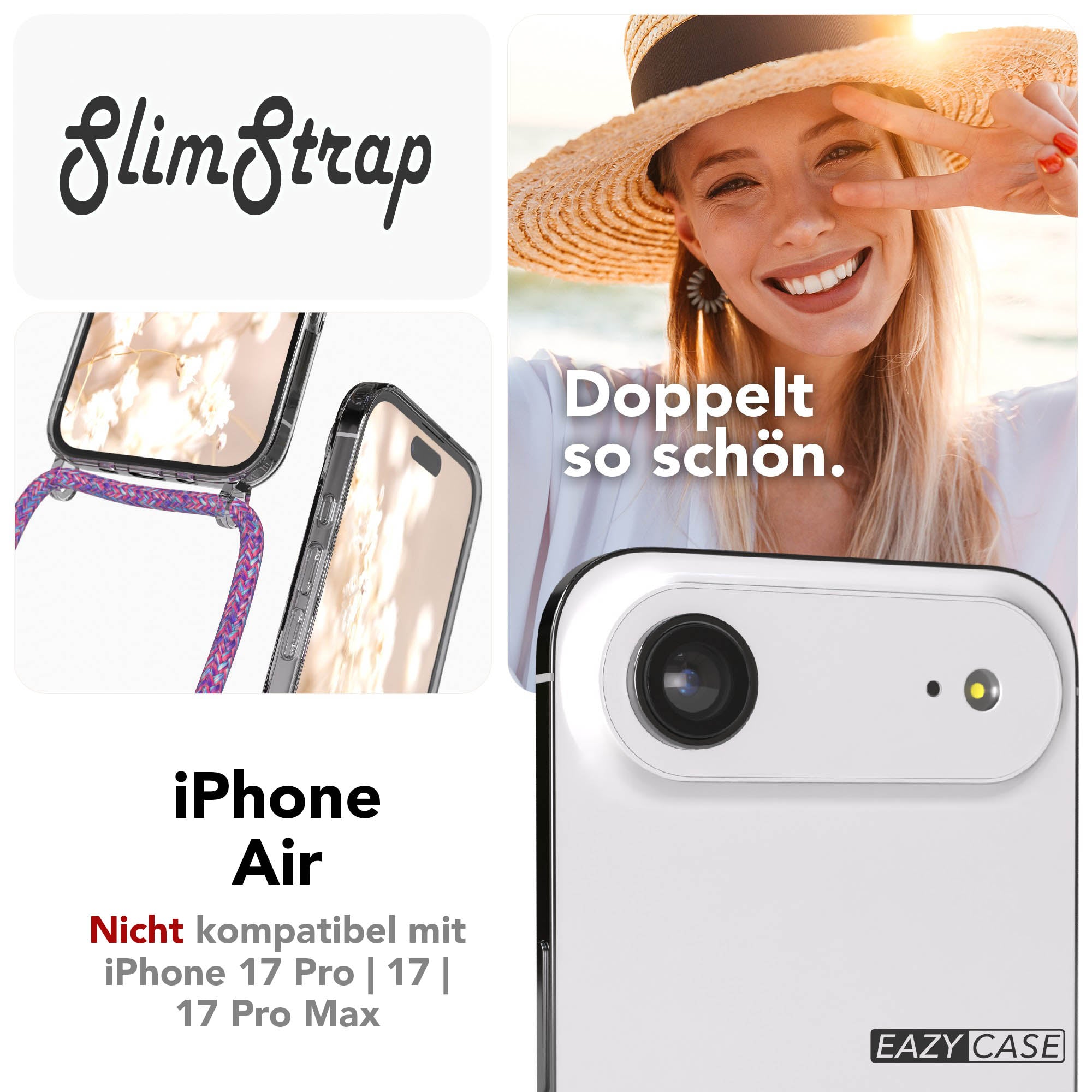 iPhone Air transparente Handykette mit MagSafe und Kordel zum Umhängen 